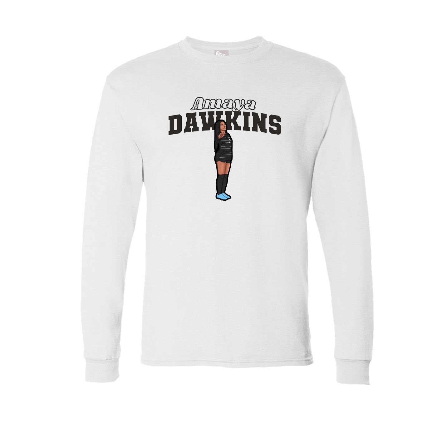 Long Sleeve Tee — Name Arch in White