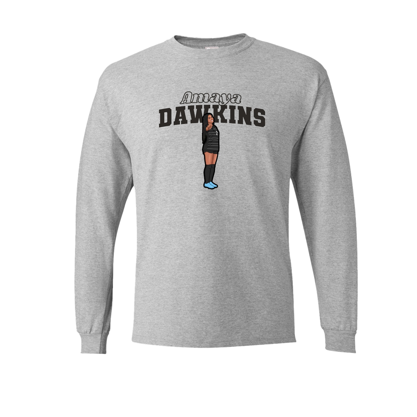 Long Sleeve Tee — Name Arch in Grey