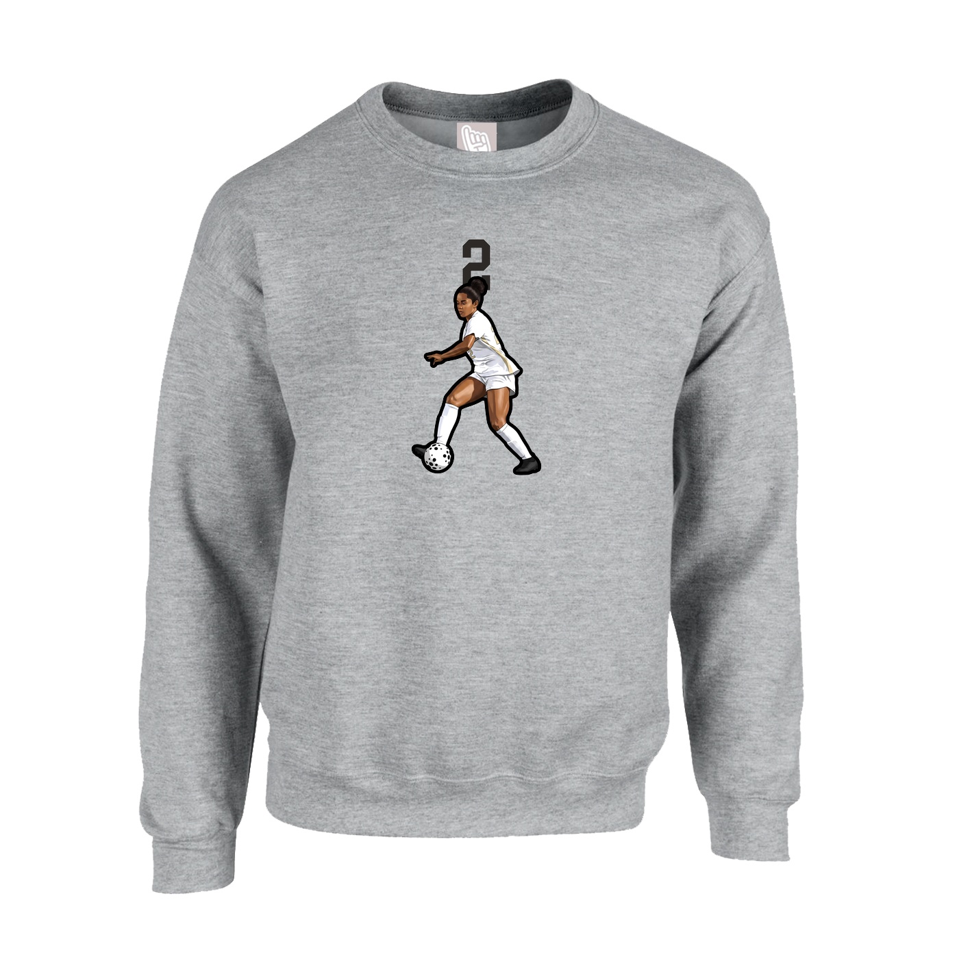 Fleece Crew — Number Top in Grey