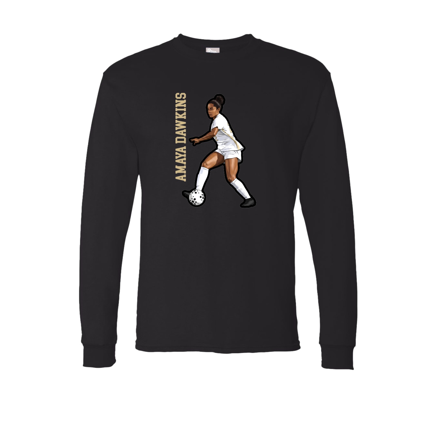 Long Sleeve Tee — Name Vertical in Black
