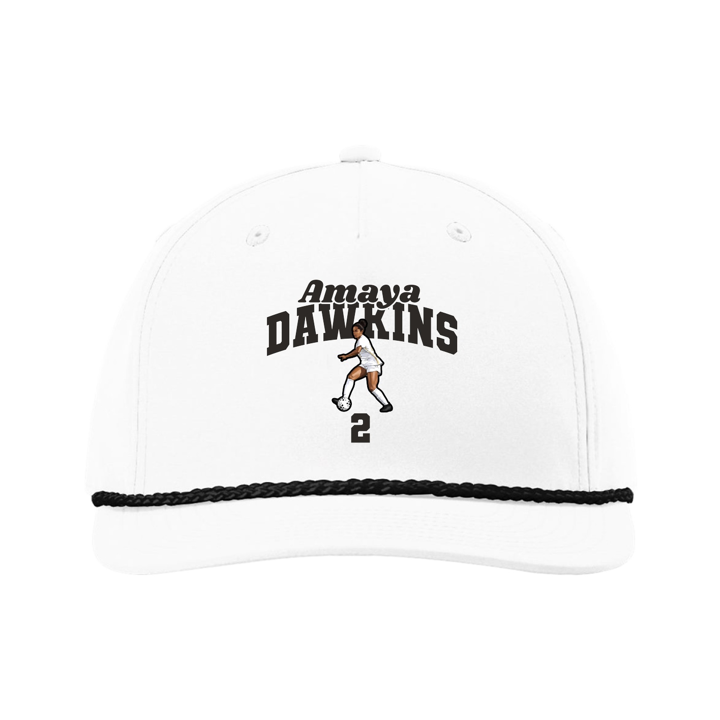 Five-Panel Classic Rope Cap — Signature Arch in White