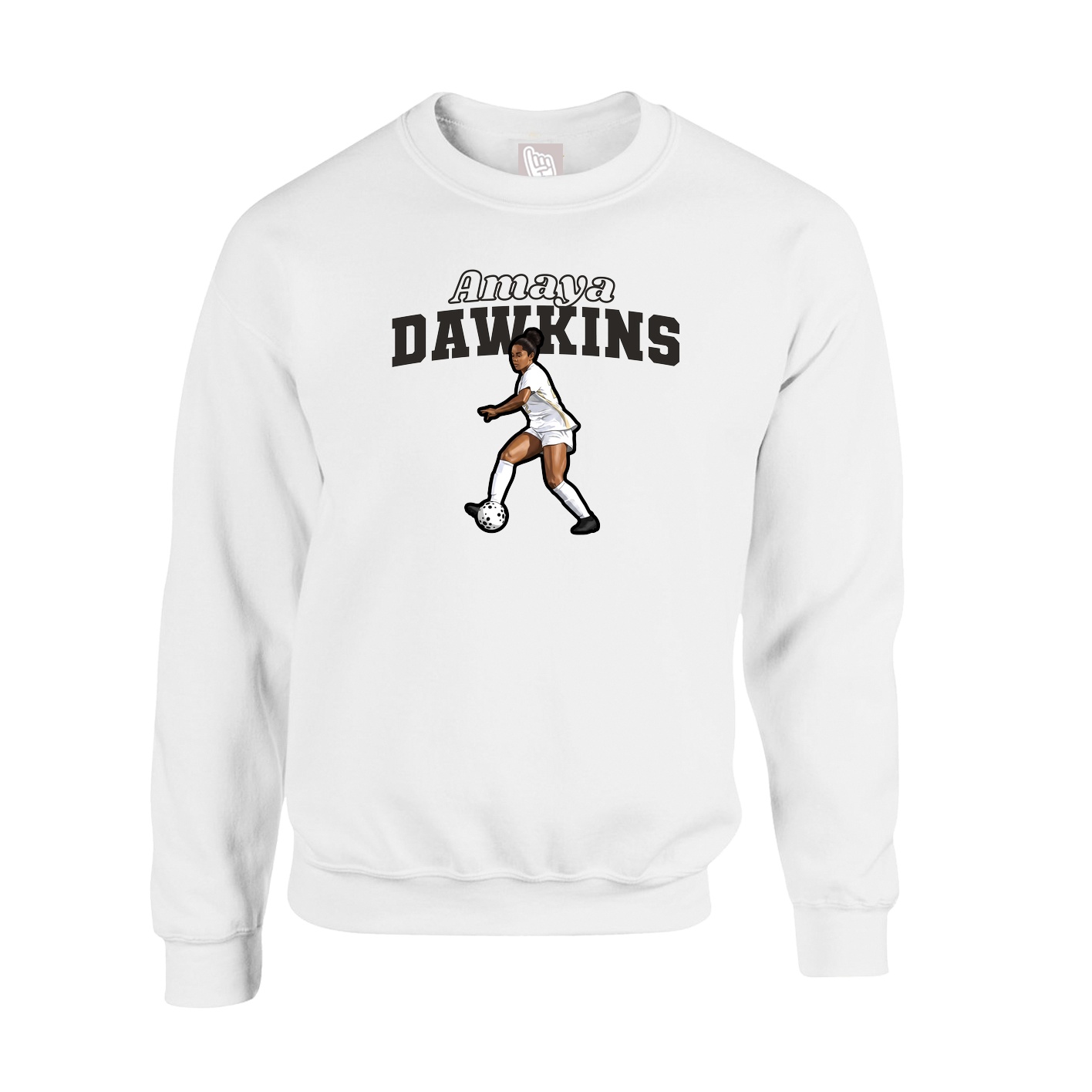 Fleece Crew — Name Arch in White