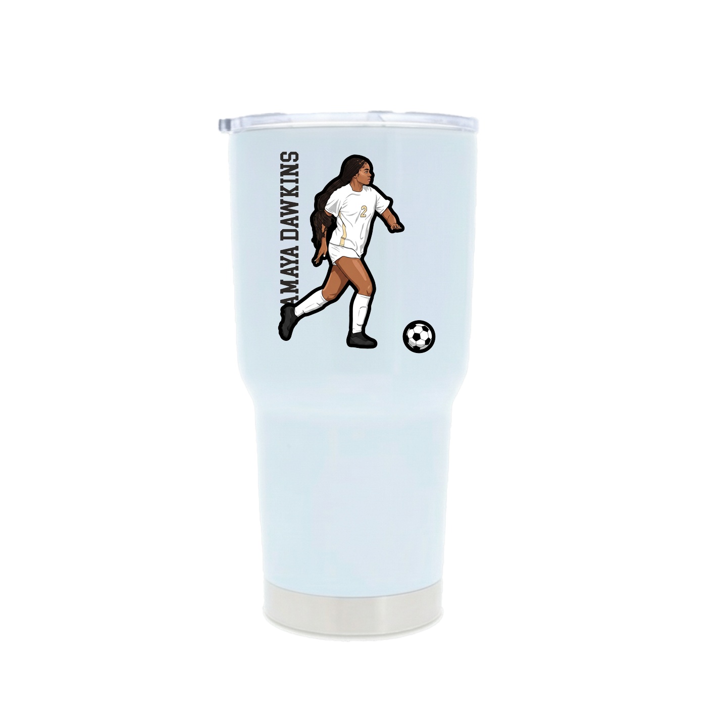 30oz Stainless Steel Tumbler — Name Vertical in White
