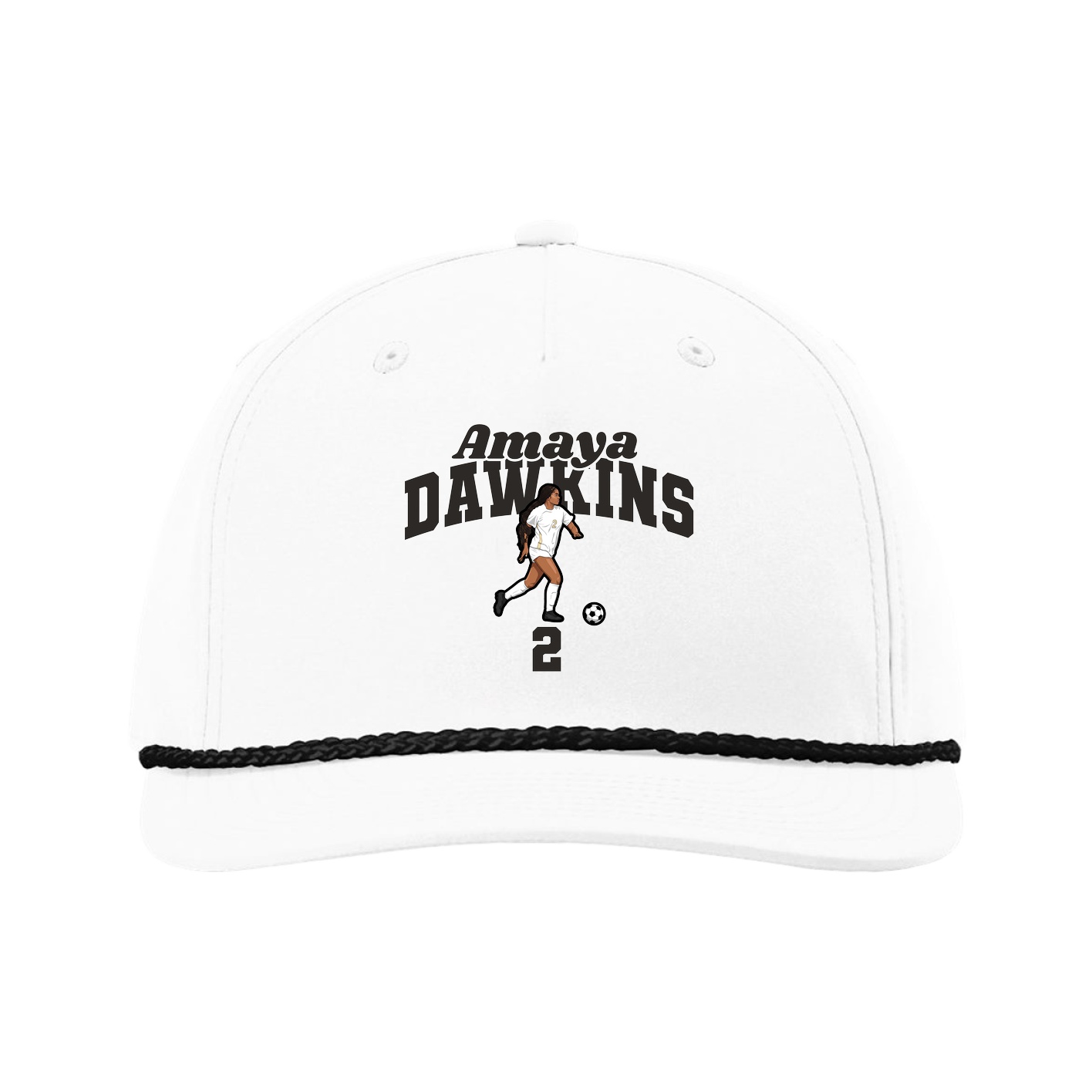 Five-Panel Classic Rope Cap — Signature Arch in White