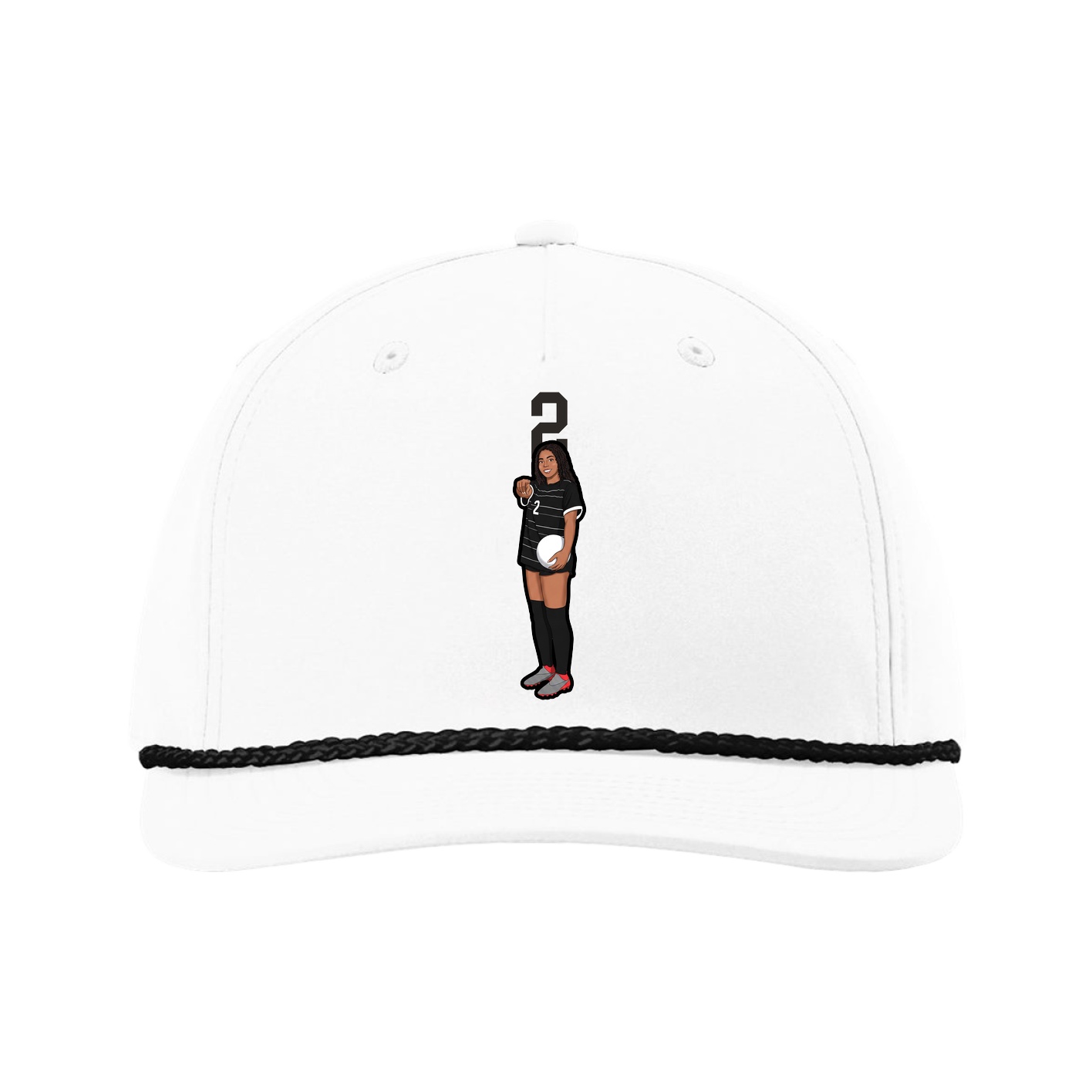 Five-Panel Classic Rope Cap — Number Top in White