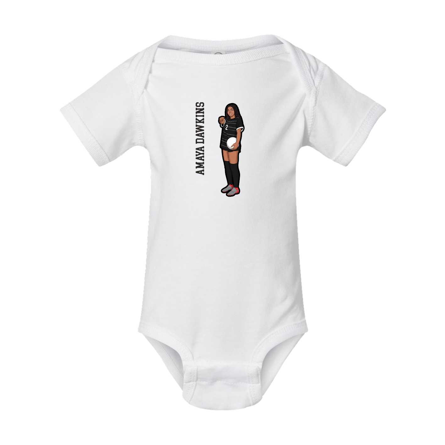 Baby Onesie — Name Vertical in White