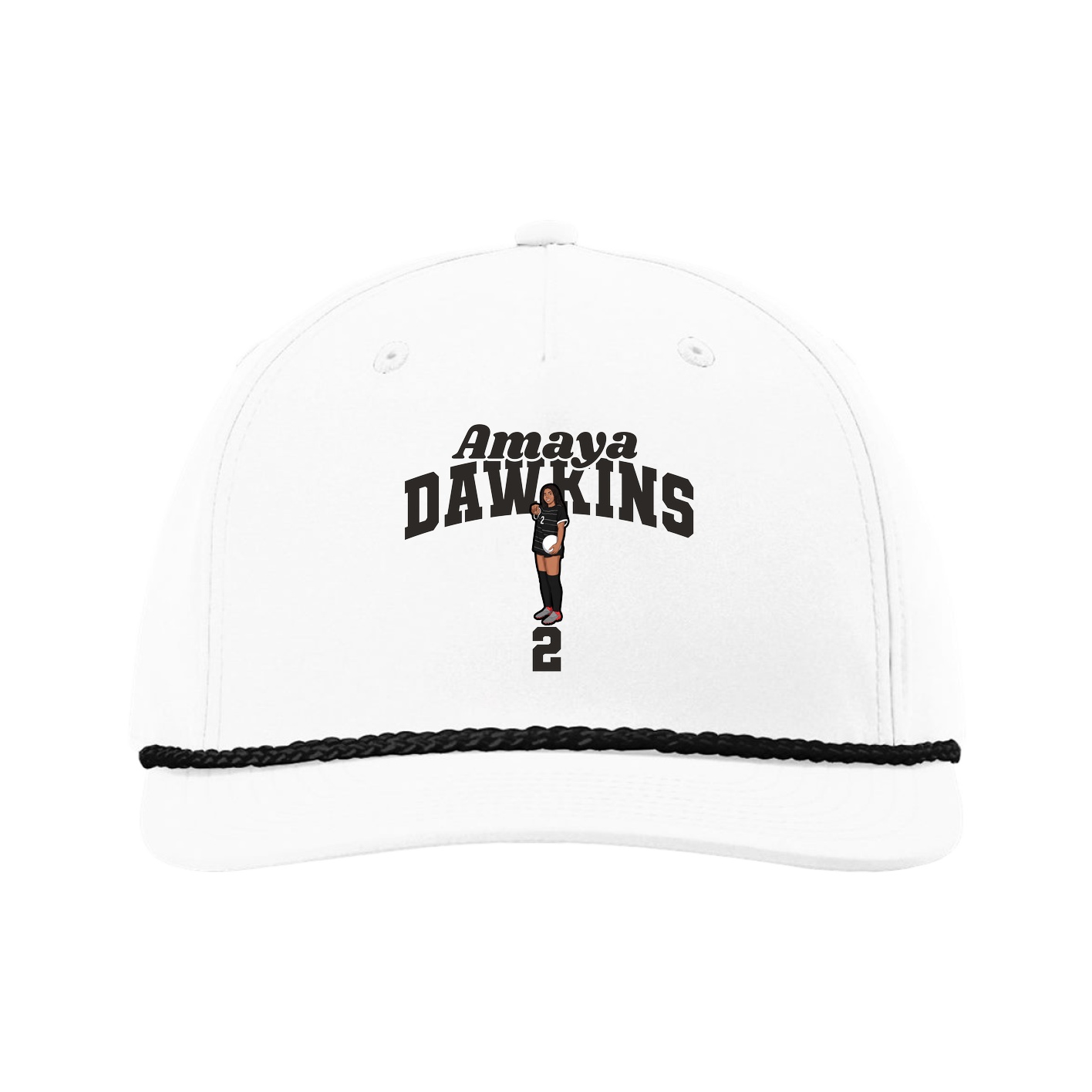 Five-Panel Classic Rope Cap — Signature Arch in White
