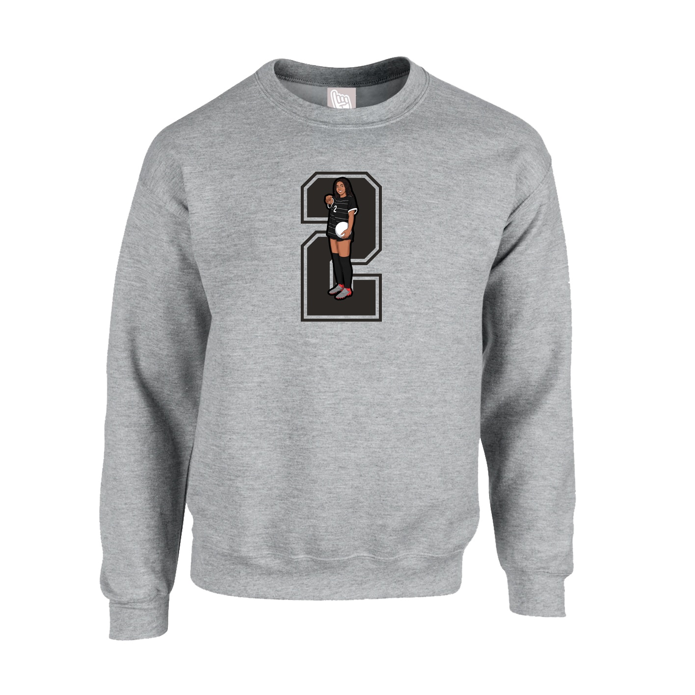 Fleece Crew — Number in Grey