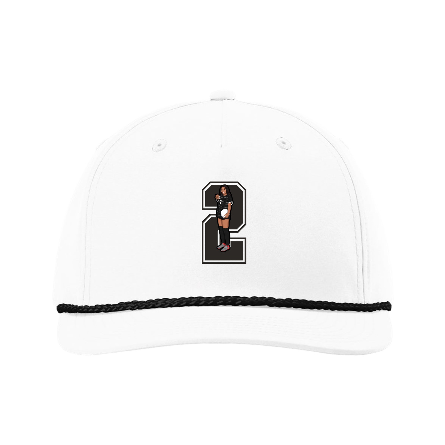 Five-Panel Classic Rope Cap — Number in White
