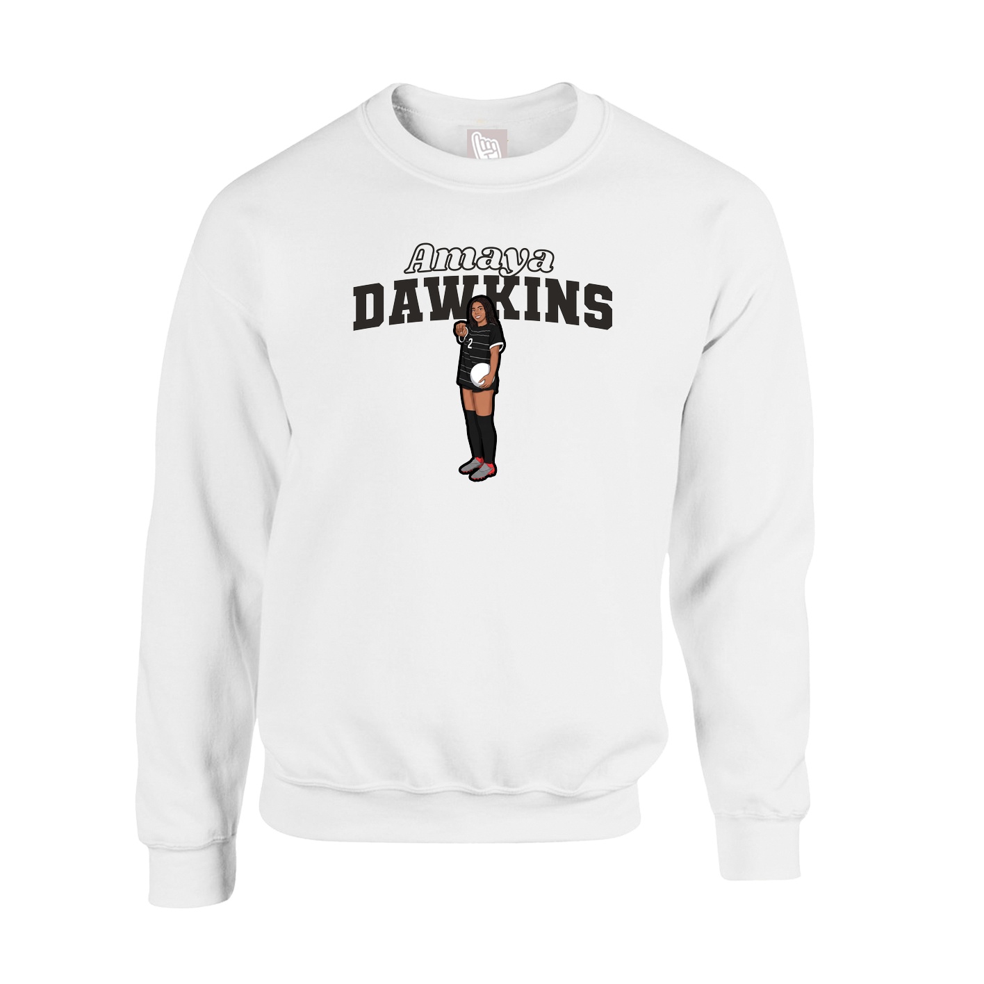 Fleece Crew — Name Arch in White