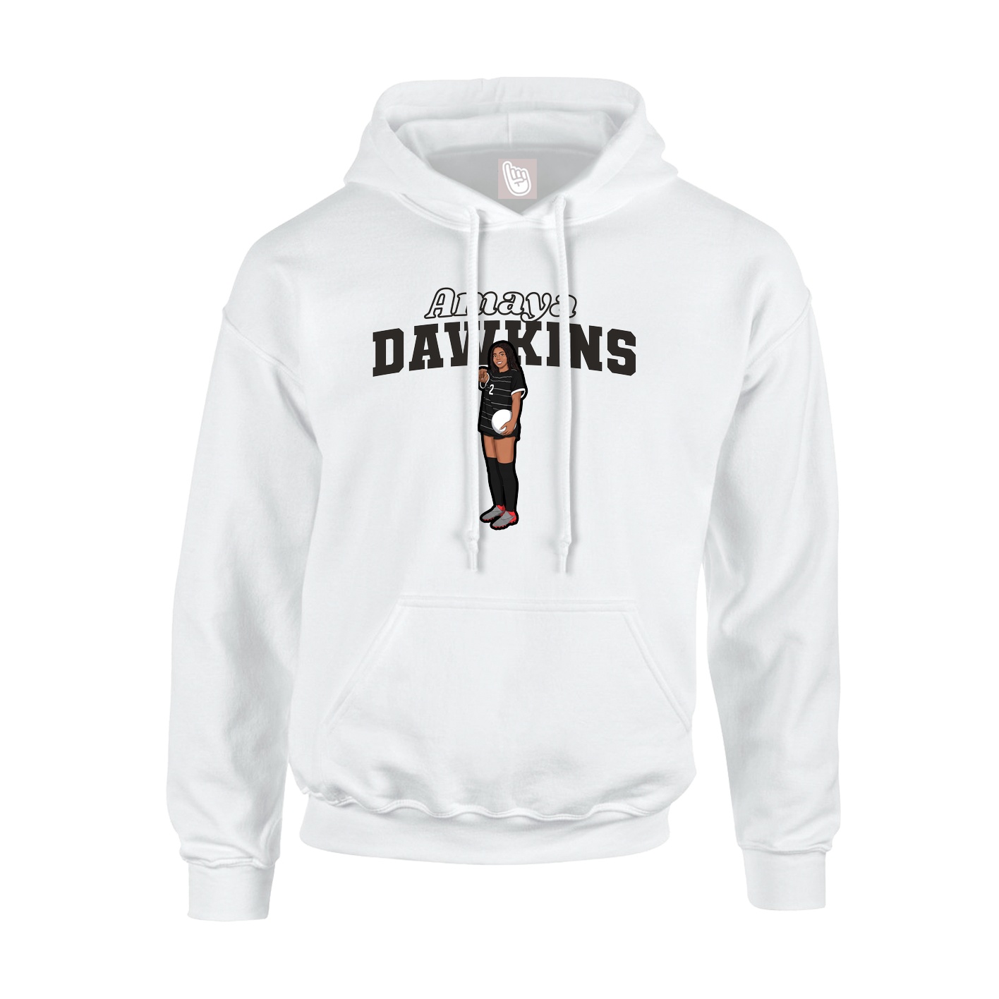 Youth Hoodie — Name Arch in White