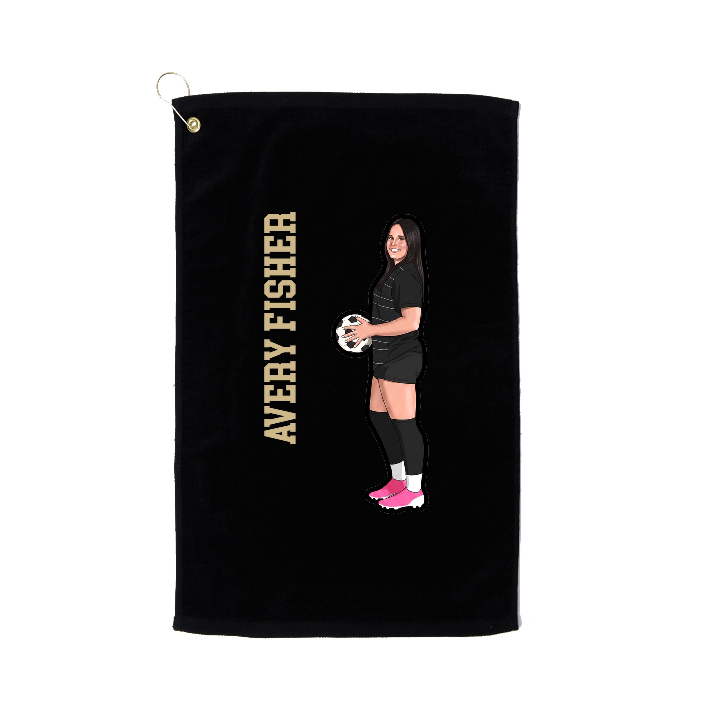 Golf Towel — Name Vertical in Black