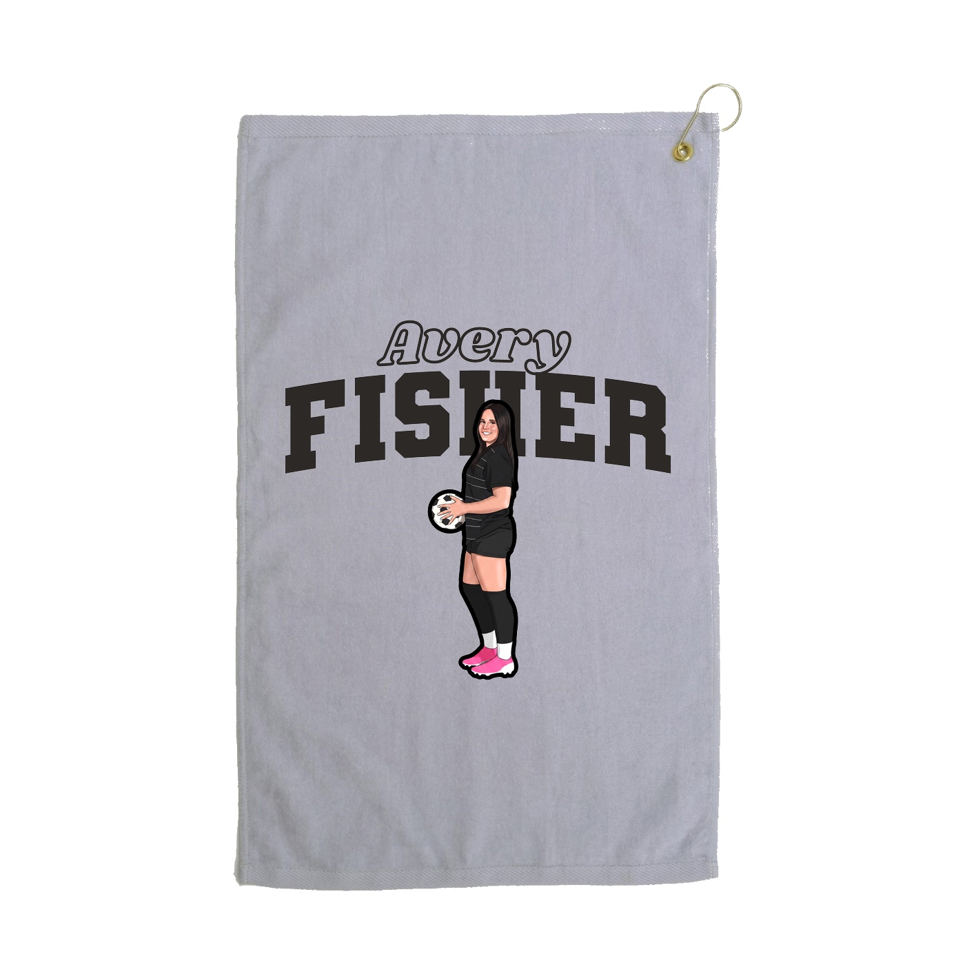 Golf Towel — Name Arch in Grey