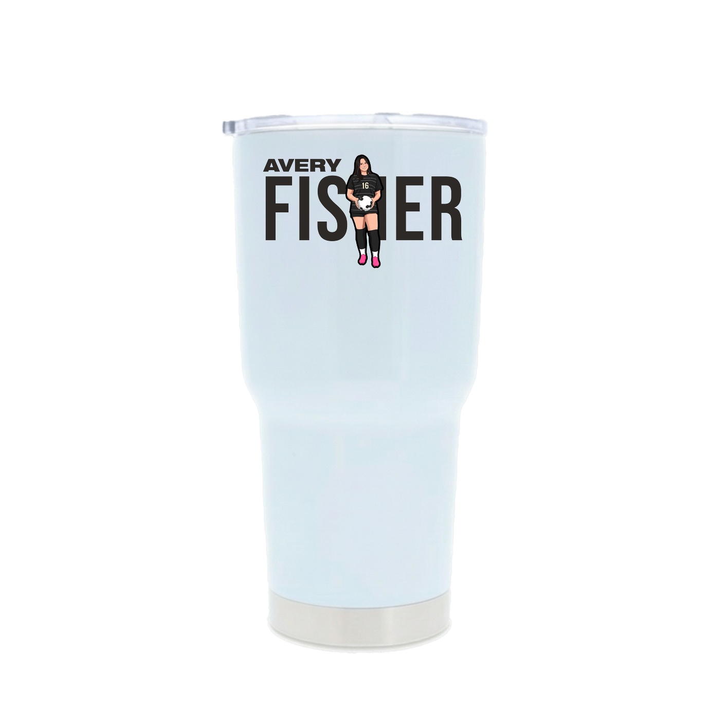30oz Stainless Steel Tumbler — Player Name in White
