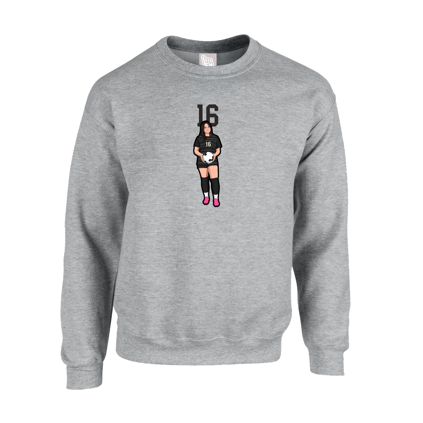 Fleece Crew — Number Top in Grey
