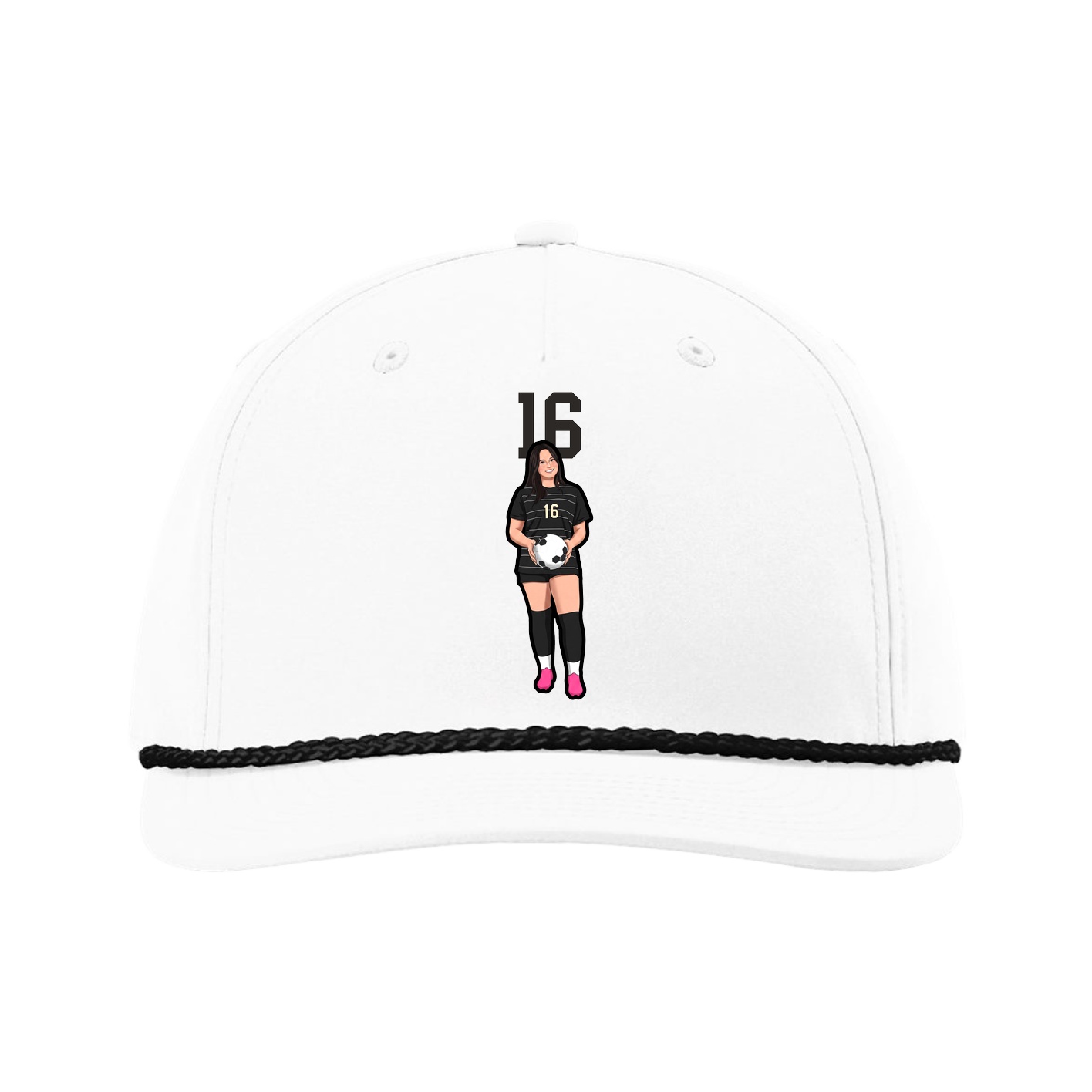 Five-Panel Classic Rope Cap — Number Top in White