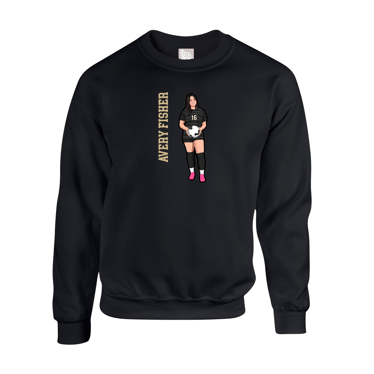 Fleece Crew — Name Vertical in Black