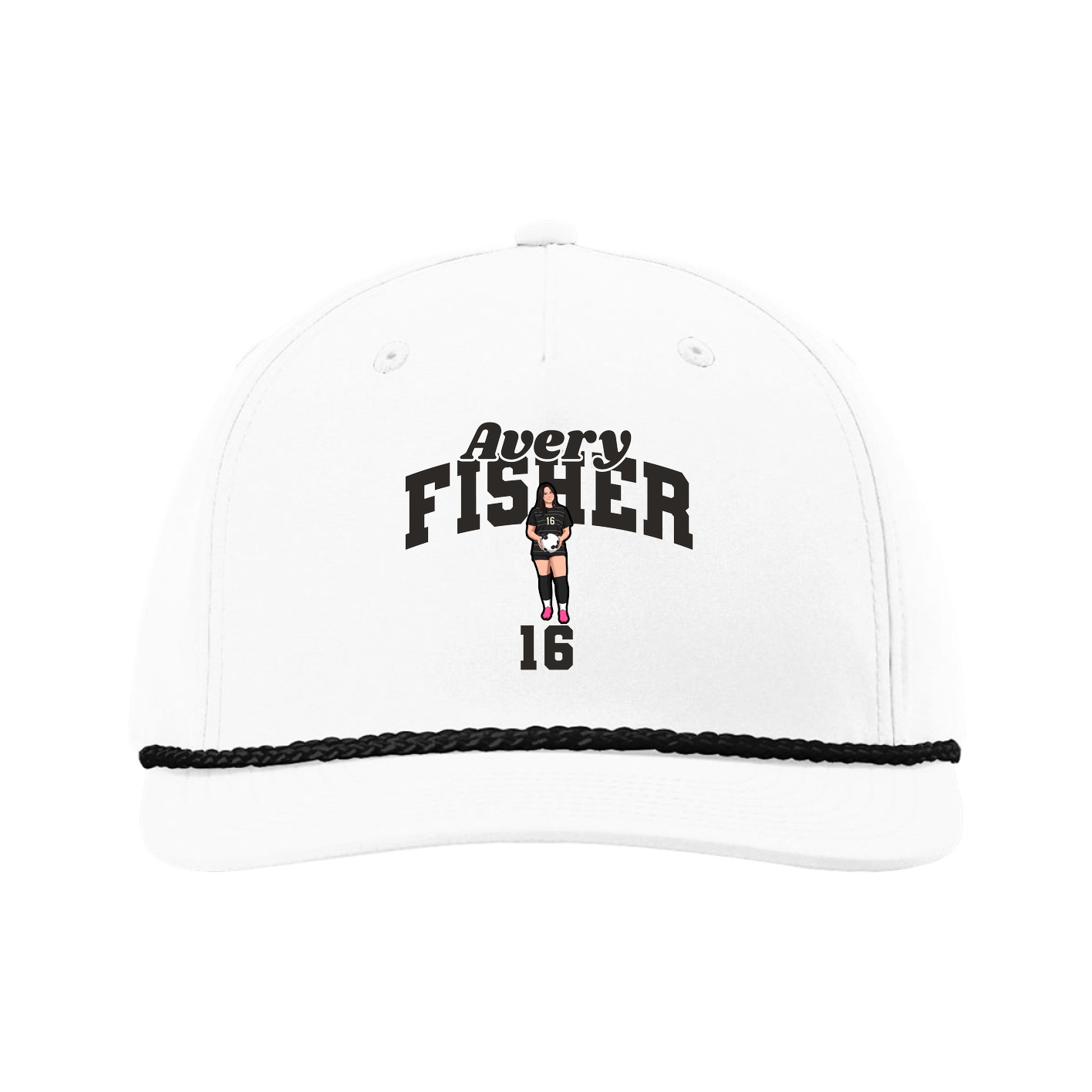 Five-Panel Classic Rope Cap — Signature Arch in White