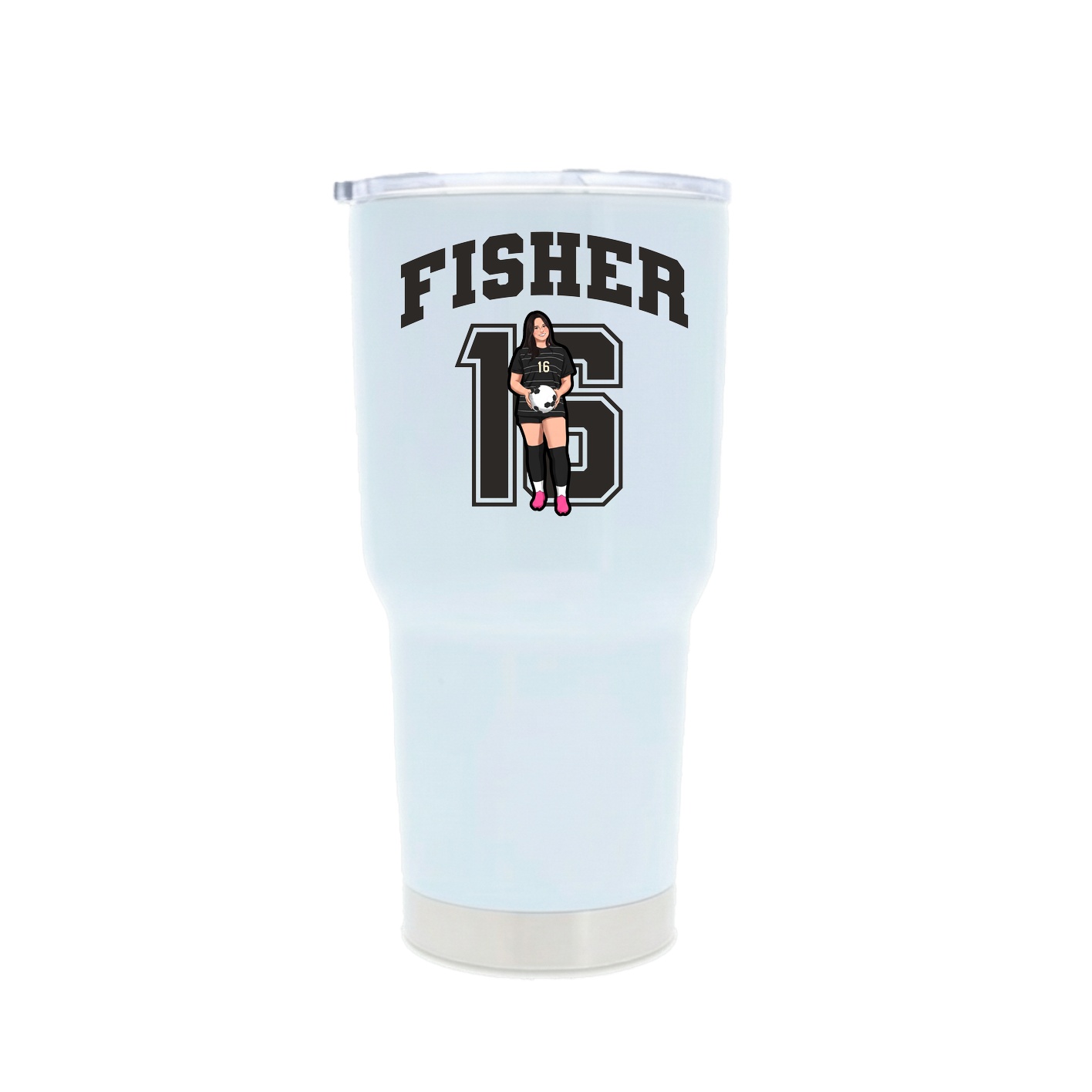 30oz Stainless Steel Tumbler — Number in White