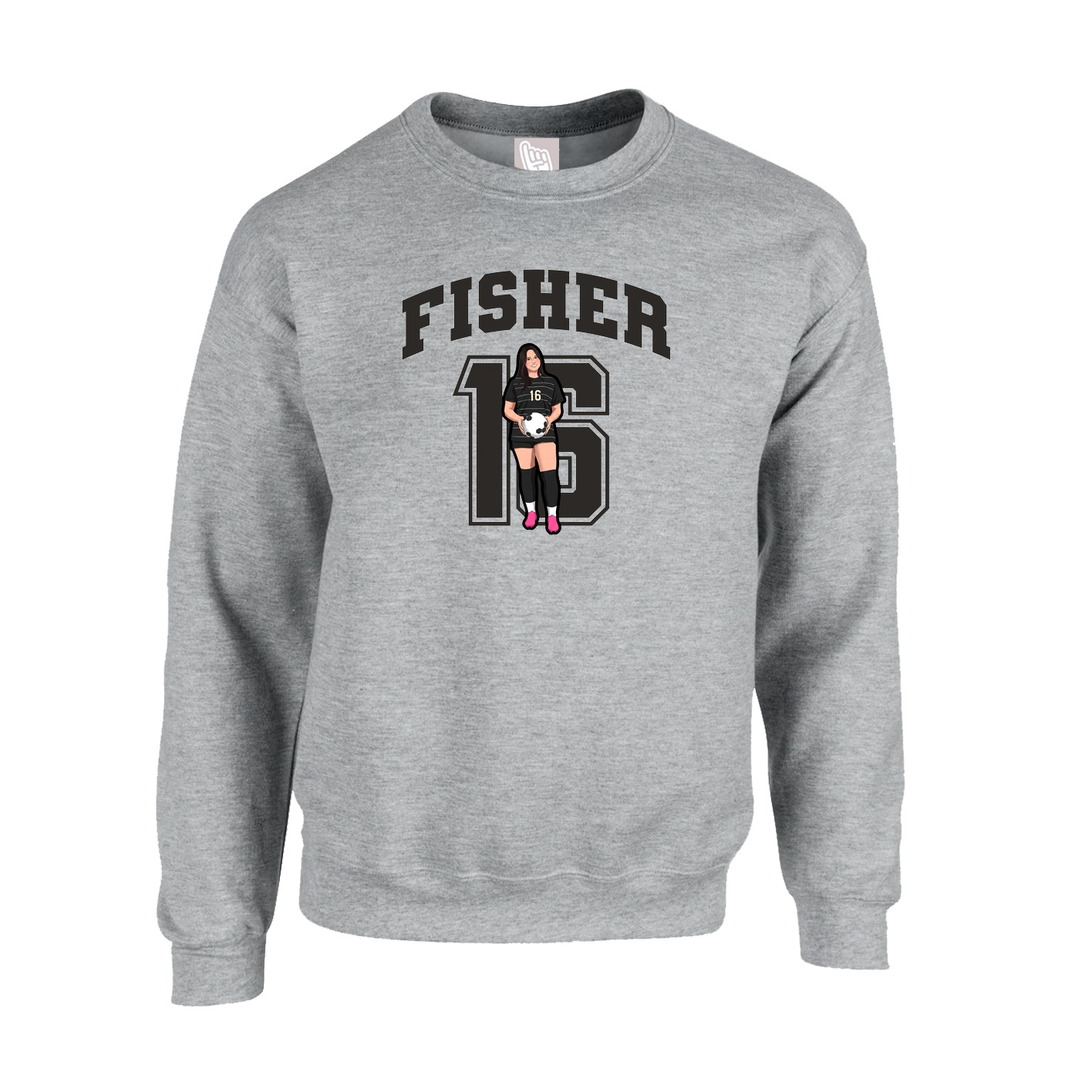 Fleece Crew — Number in Grey