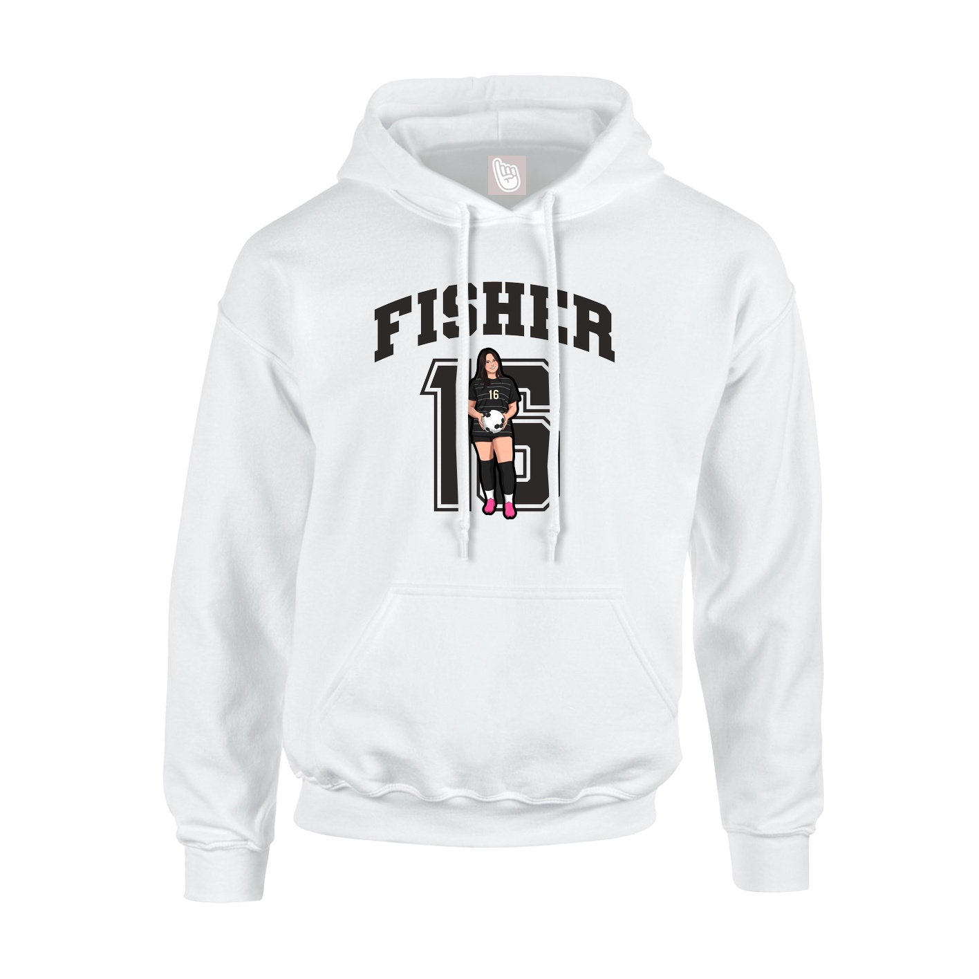 Youth Hoodie — Number in White