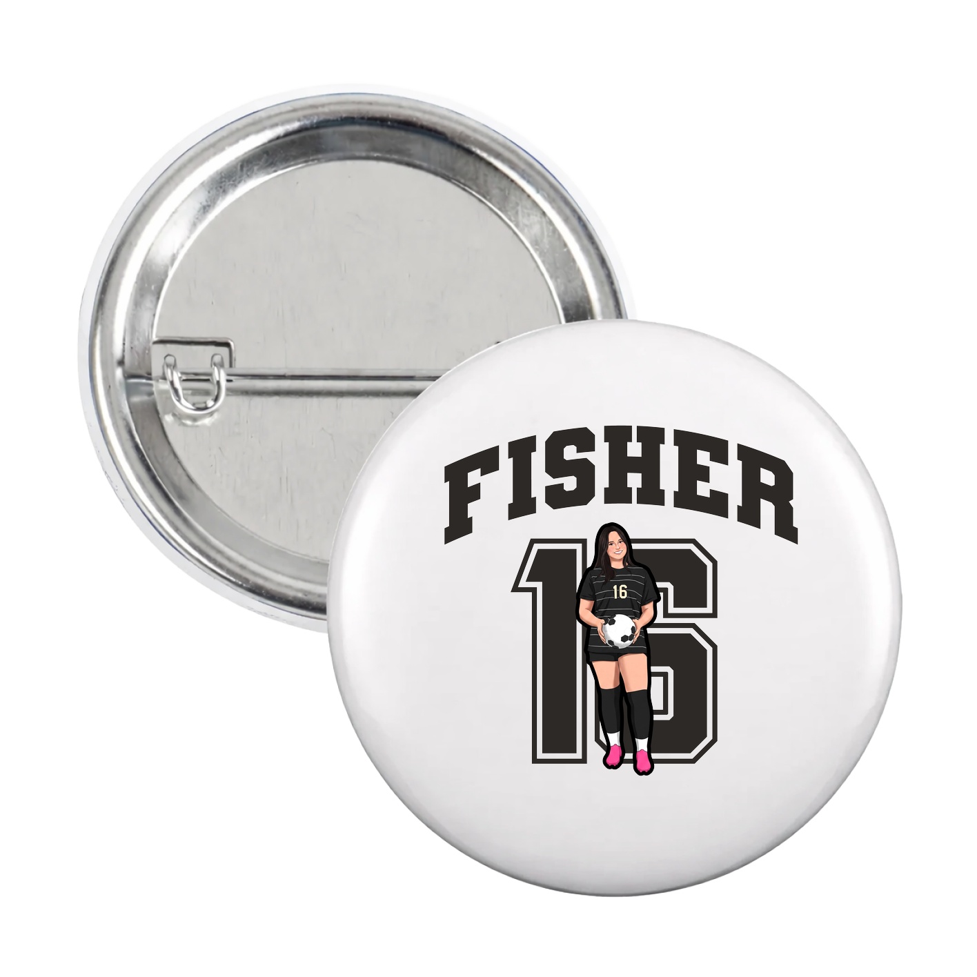 Game Day Button — Number in White