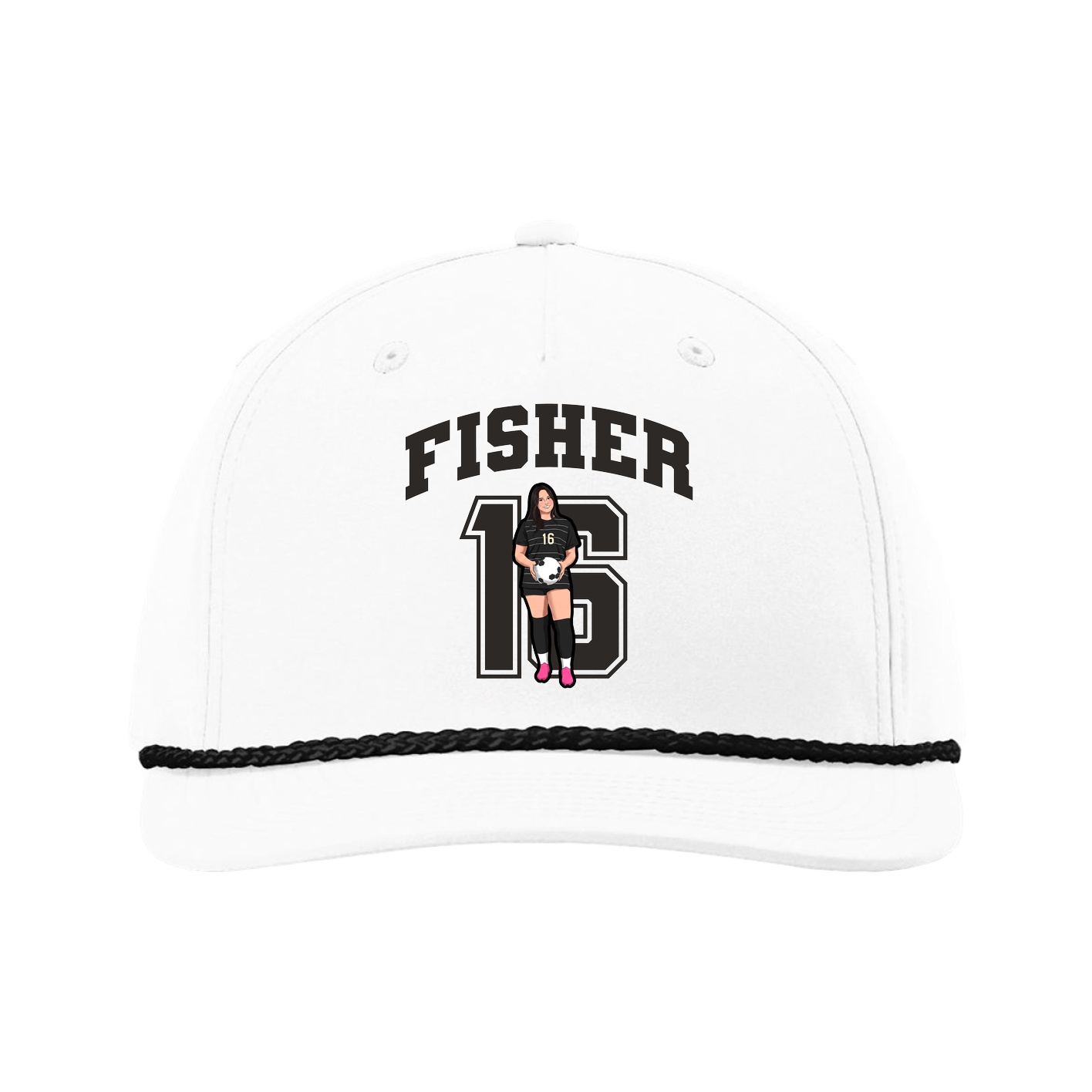 Five-Panel Classic Rope Cap — Number in White