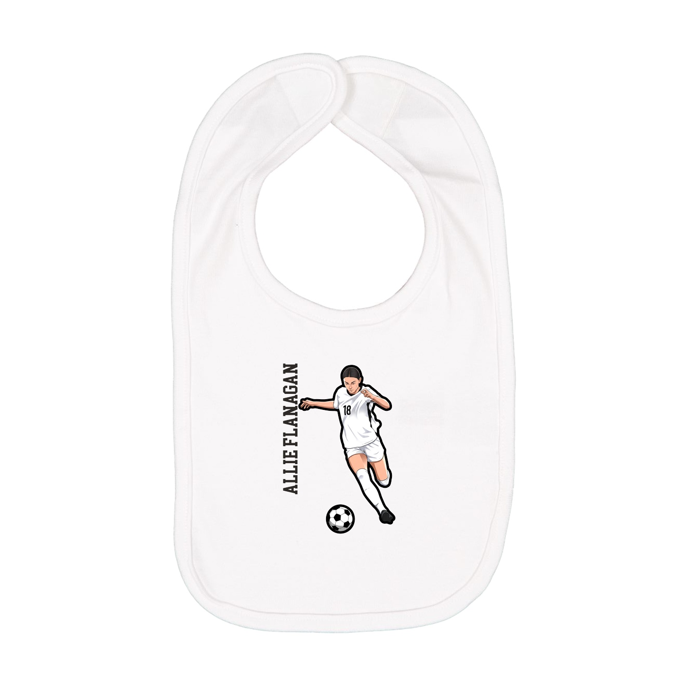 Infant Bib — Name Vertical in White