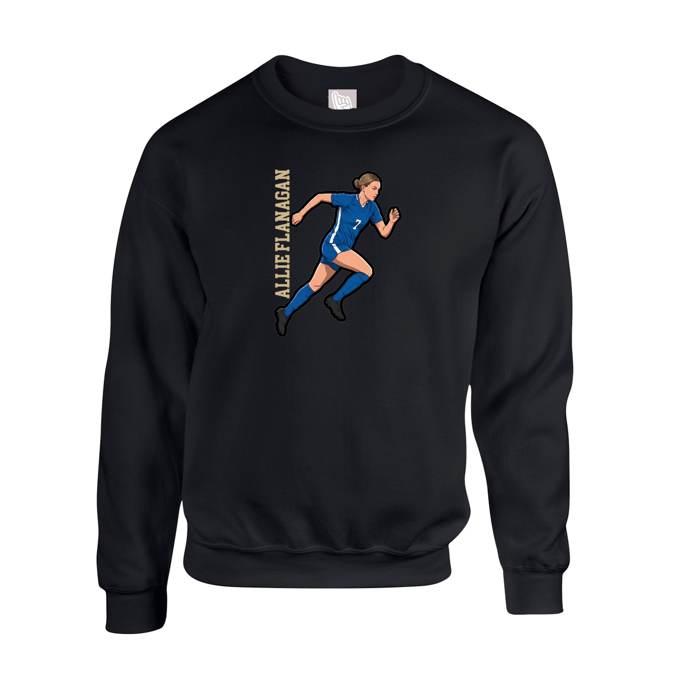 Fleece Crew — Name Vertical in Black