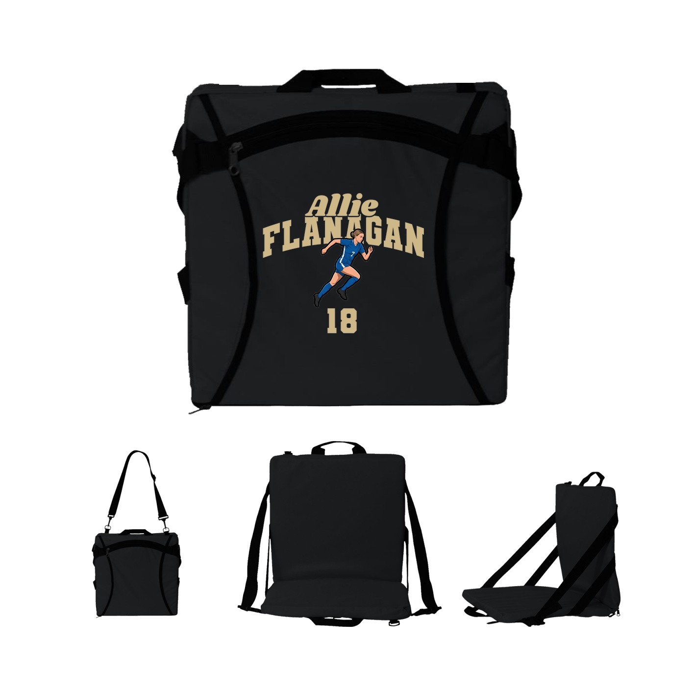 Folding Stadium Seat — Signature Arch in Black