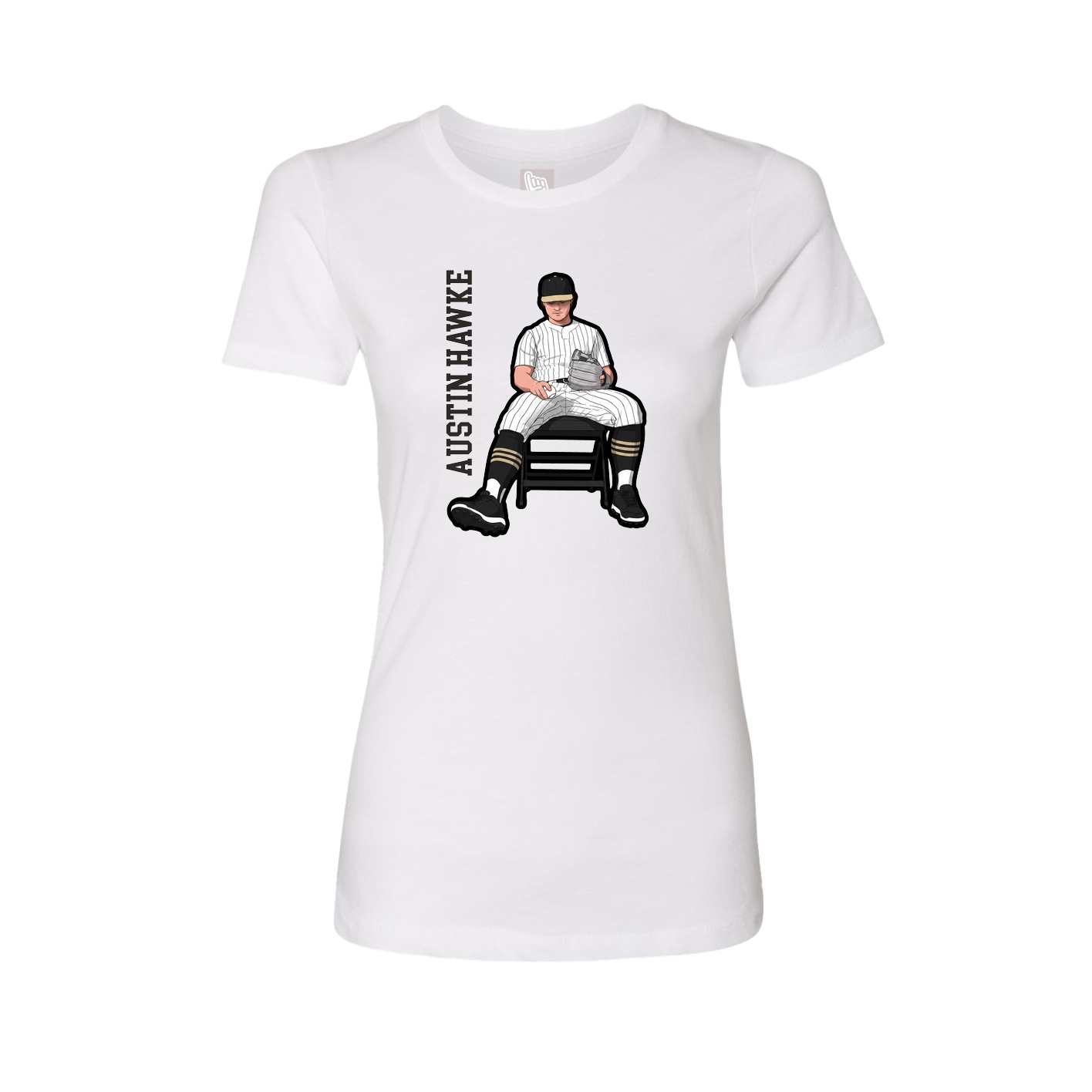 Fitted Women's Tee — Name Vertical in White