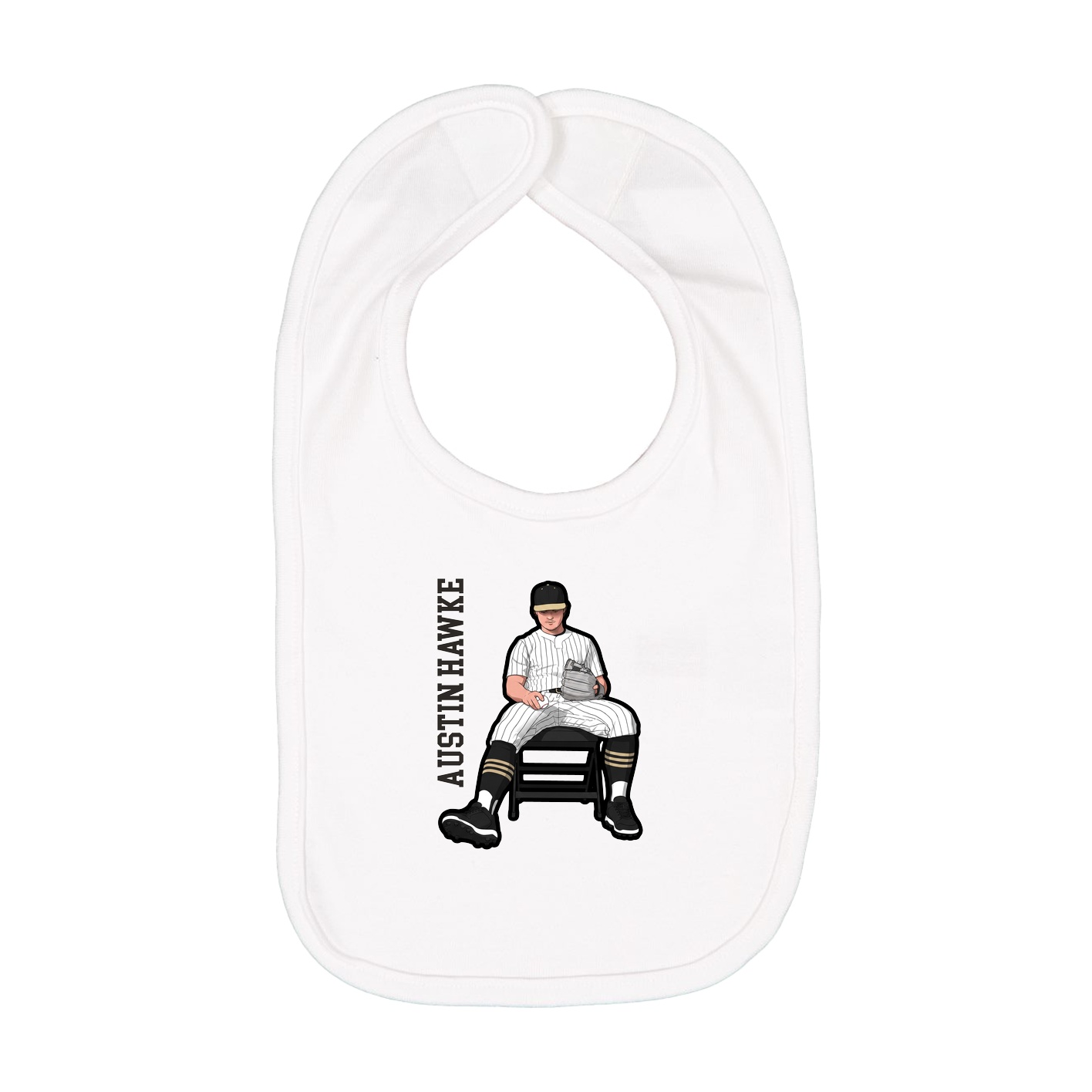 Infant Bib — Name Vertical in White