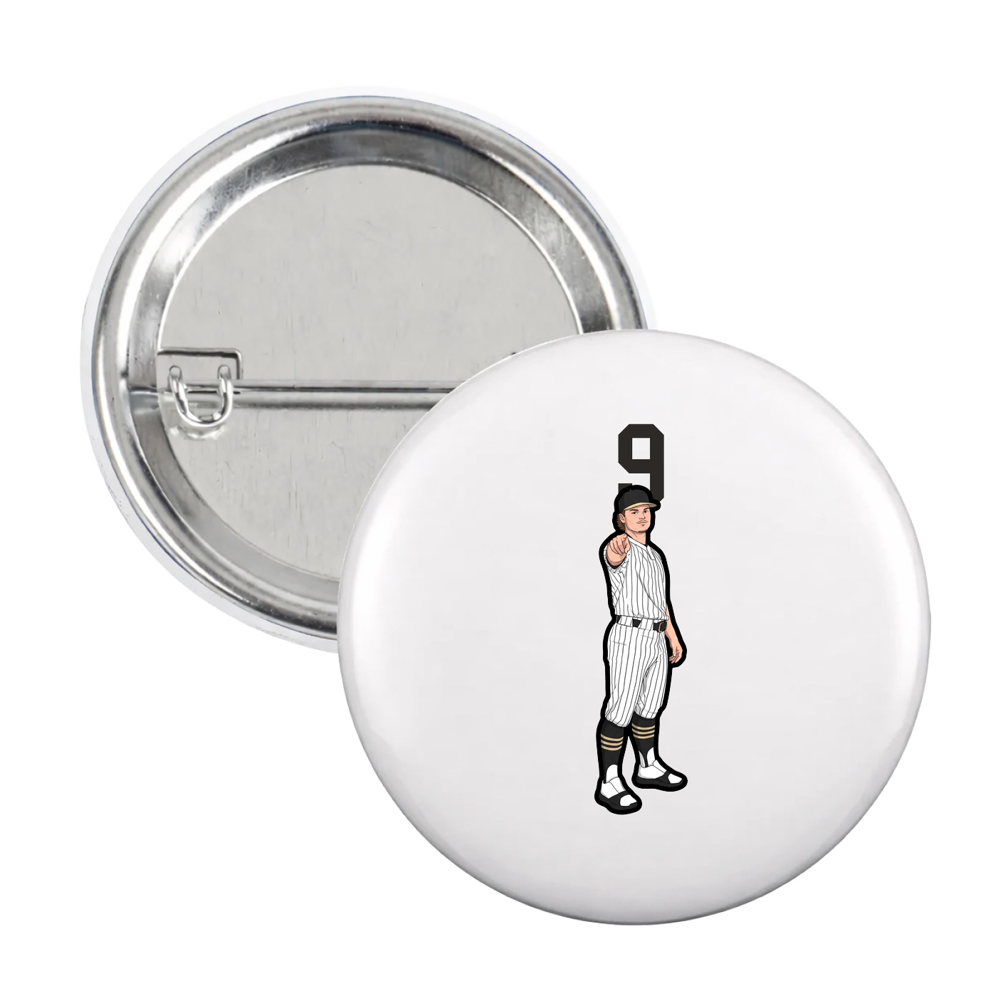 Game Day Button — Number Top in White