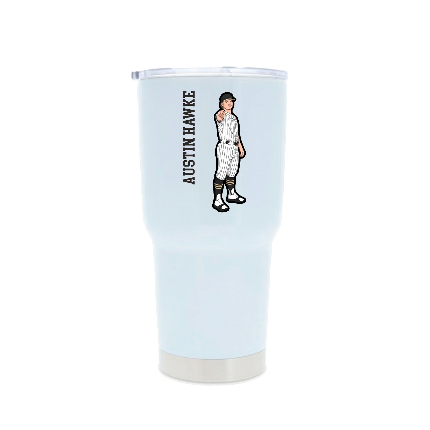30oz Stainless Steel Tumbler — Name Vertical in White