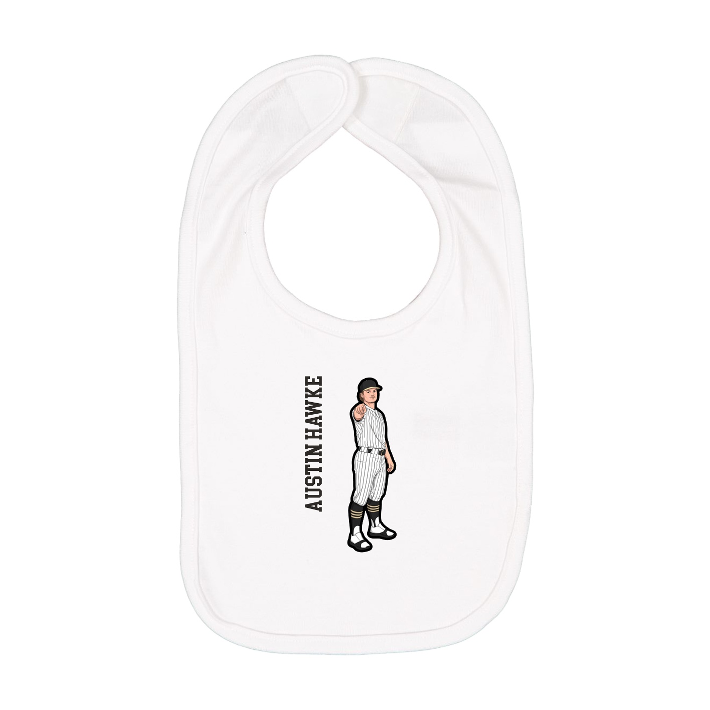 Infant Bib — Name Vertical in White