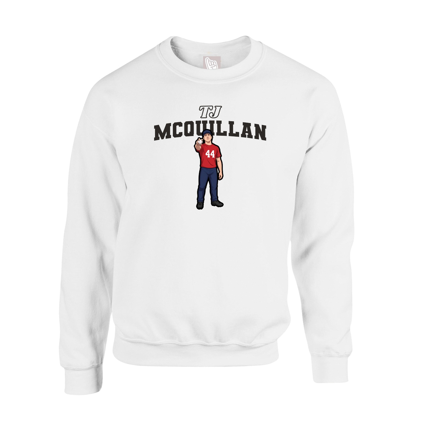 Fleece Crew — Name Arch in White