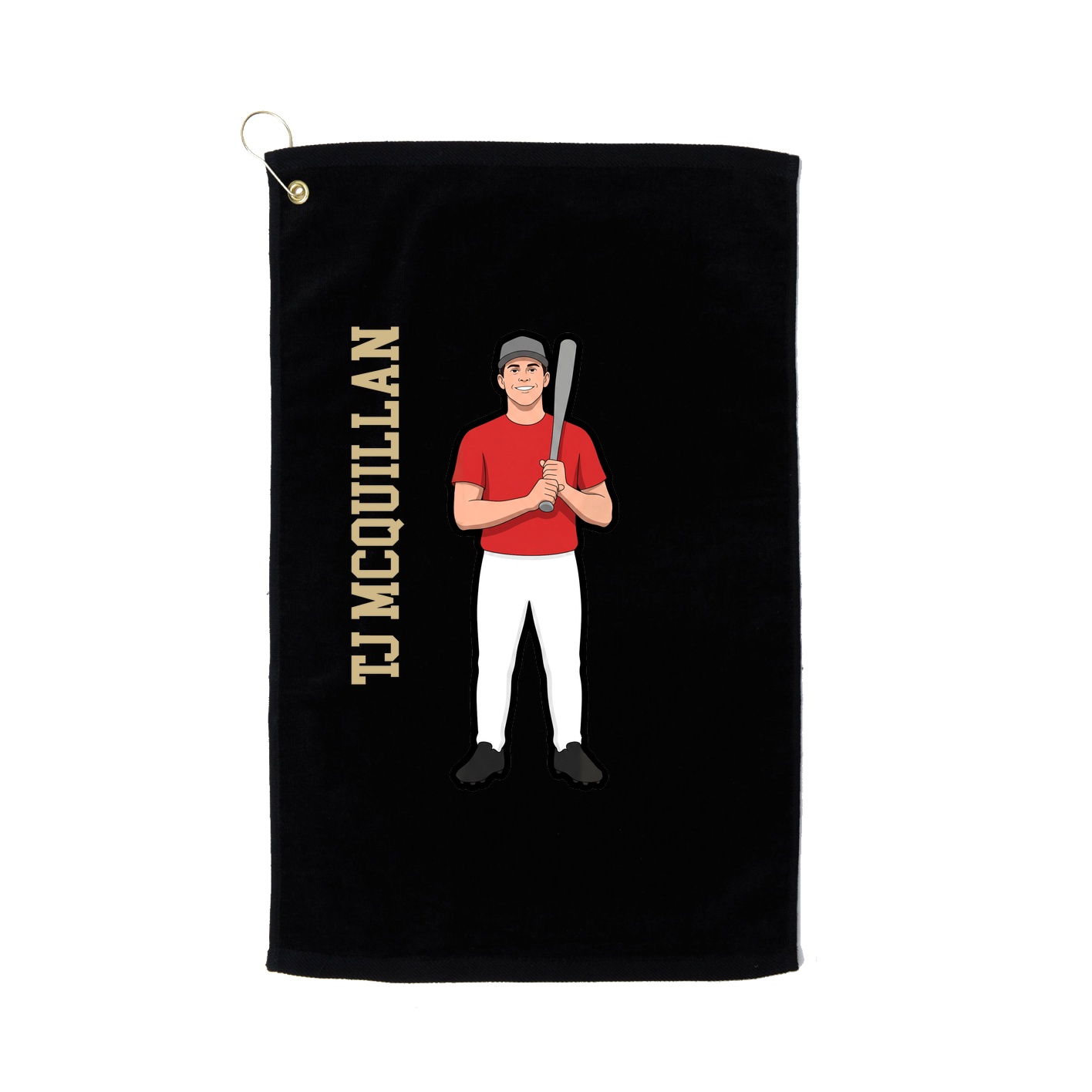 Golf Towel — Name Vertical in Black