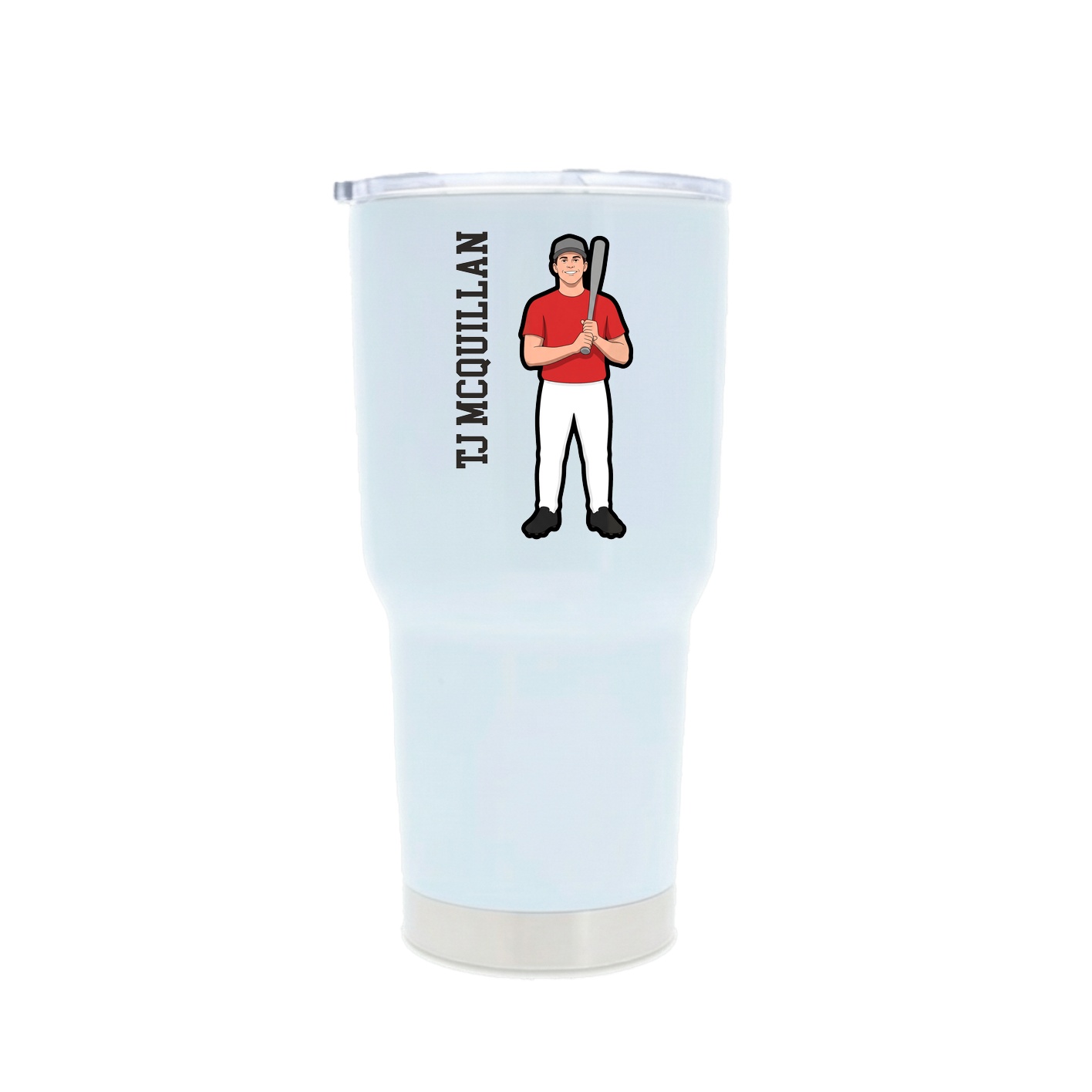 30oz Stainless Steel Tumbler — Name Vertical in White