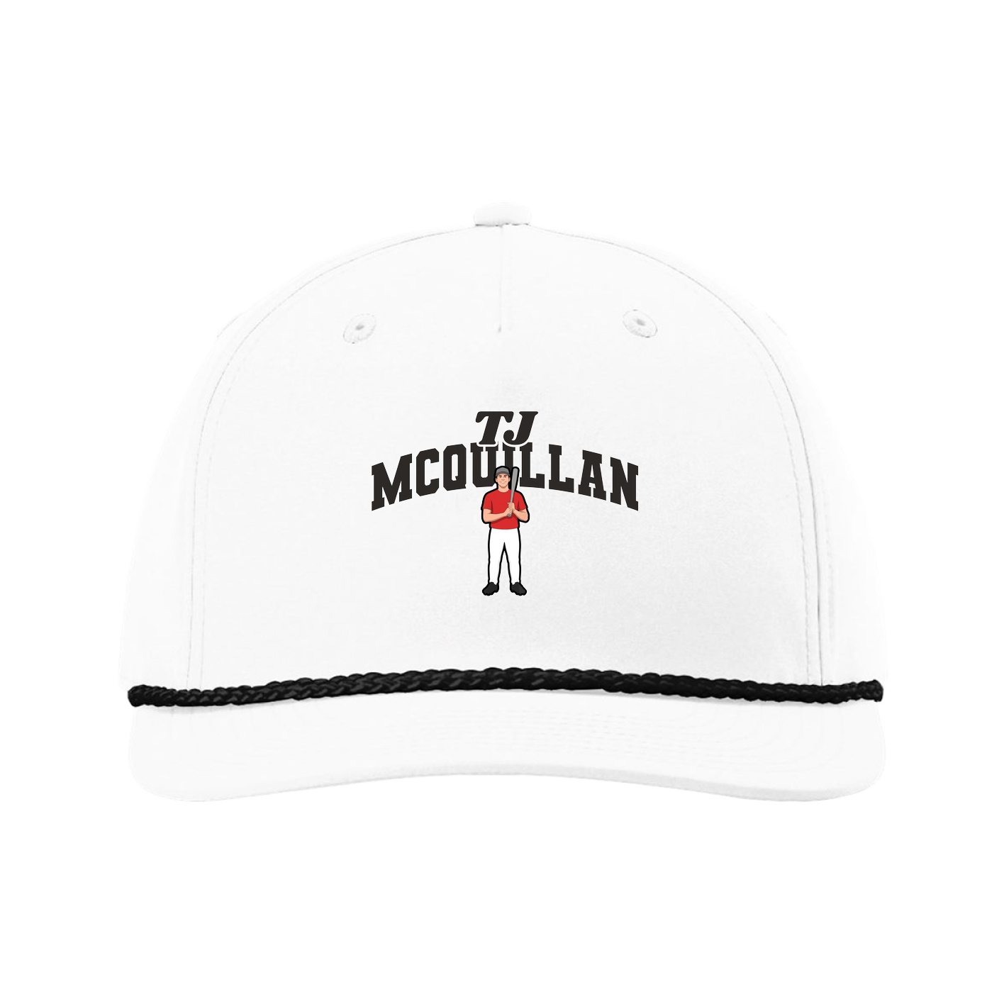 Five-Panel Classic Rope Cap — Signature Arch in White