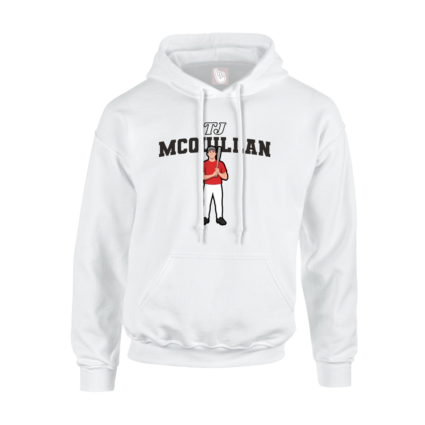 Youth Hoodie — Name Arch in White