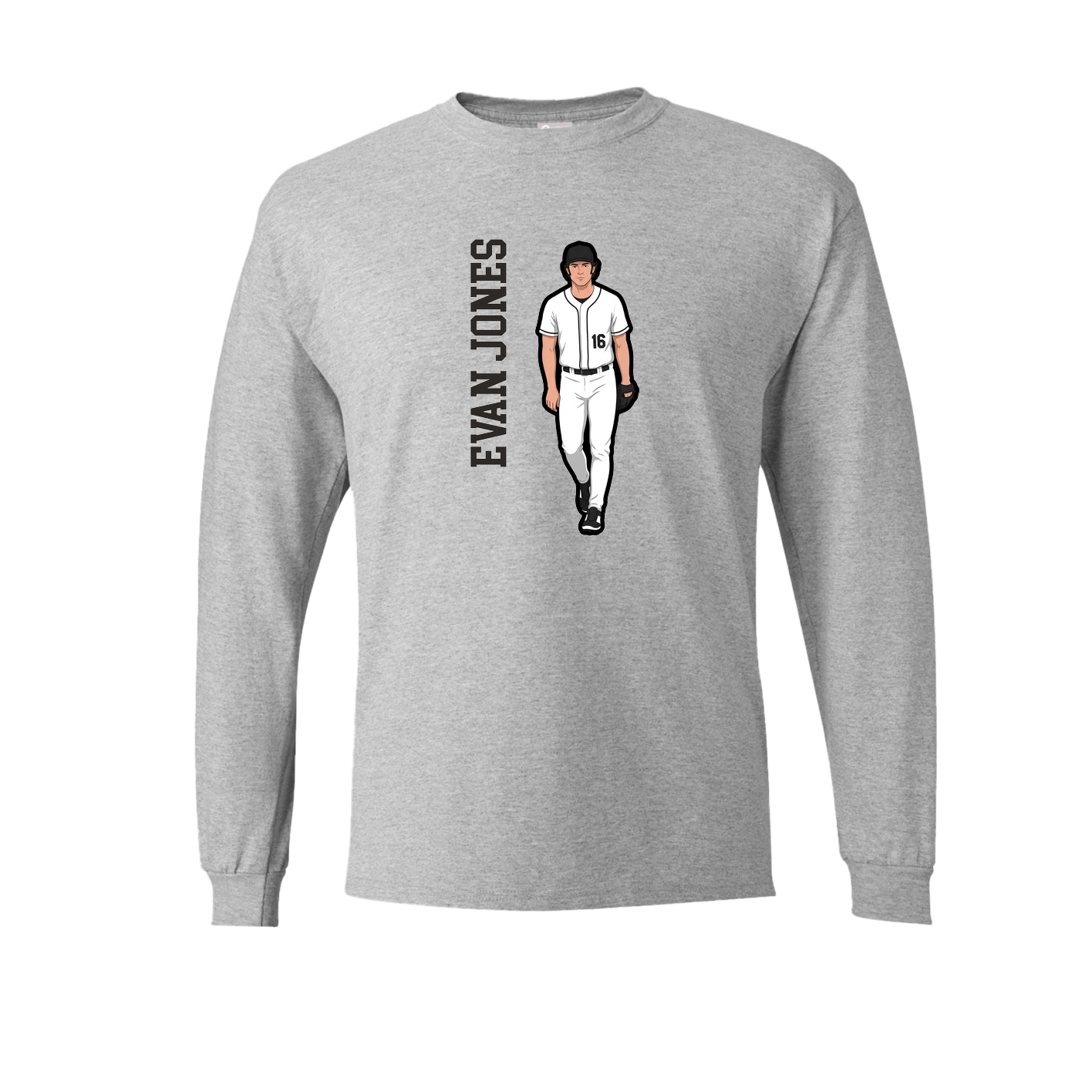 Long Sleeve Tee — Name Vertical in Grey