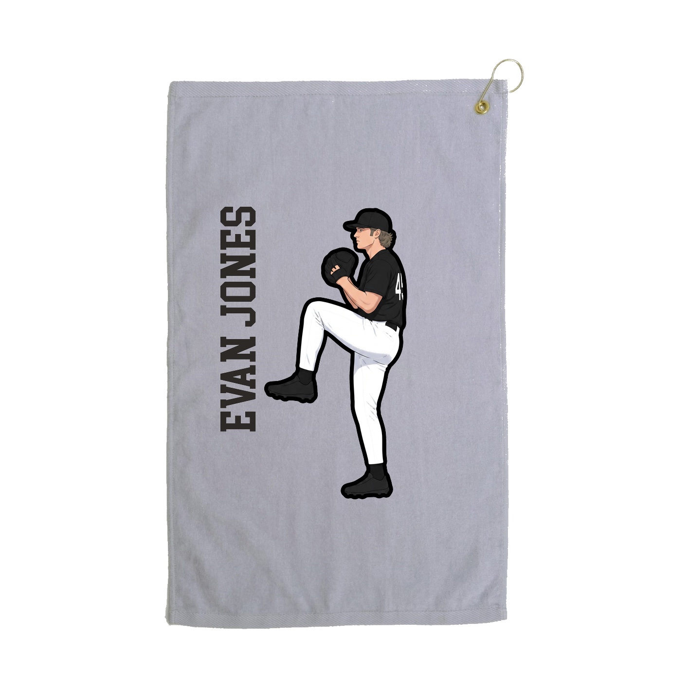Golf Towel — Name Vertical in Grey