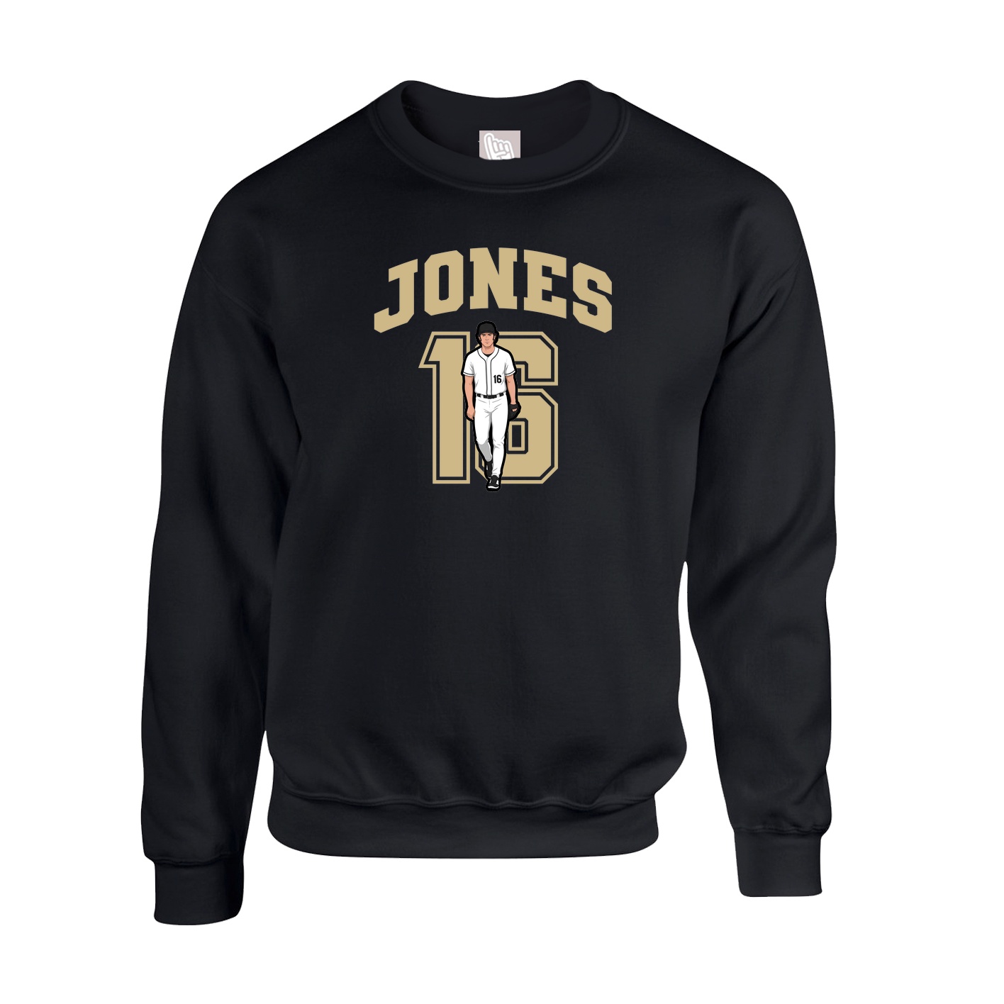Fleece Crew — Number in Black
