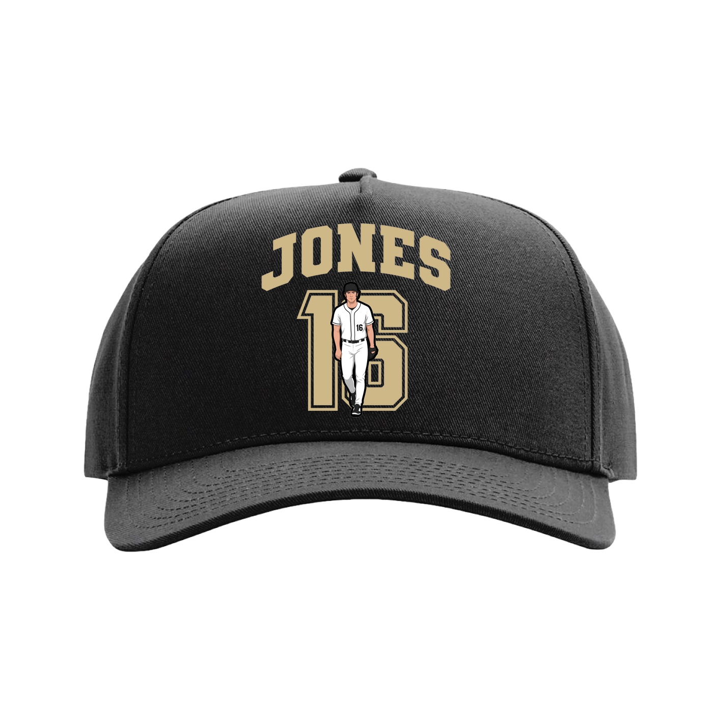Full Fabric Five-Panel Champ Cap — Number in Black