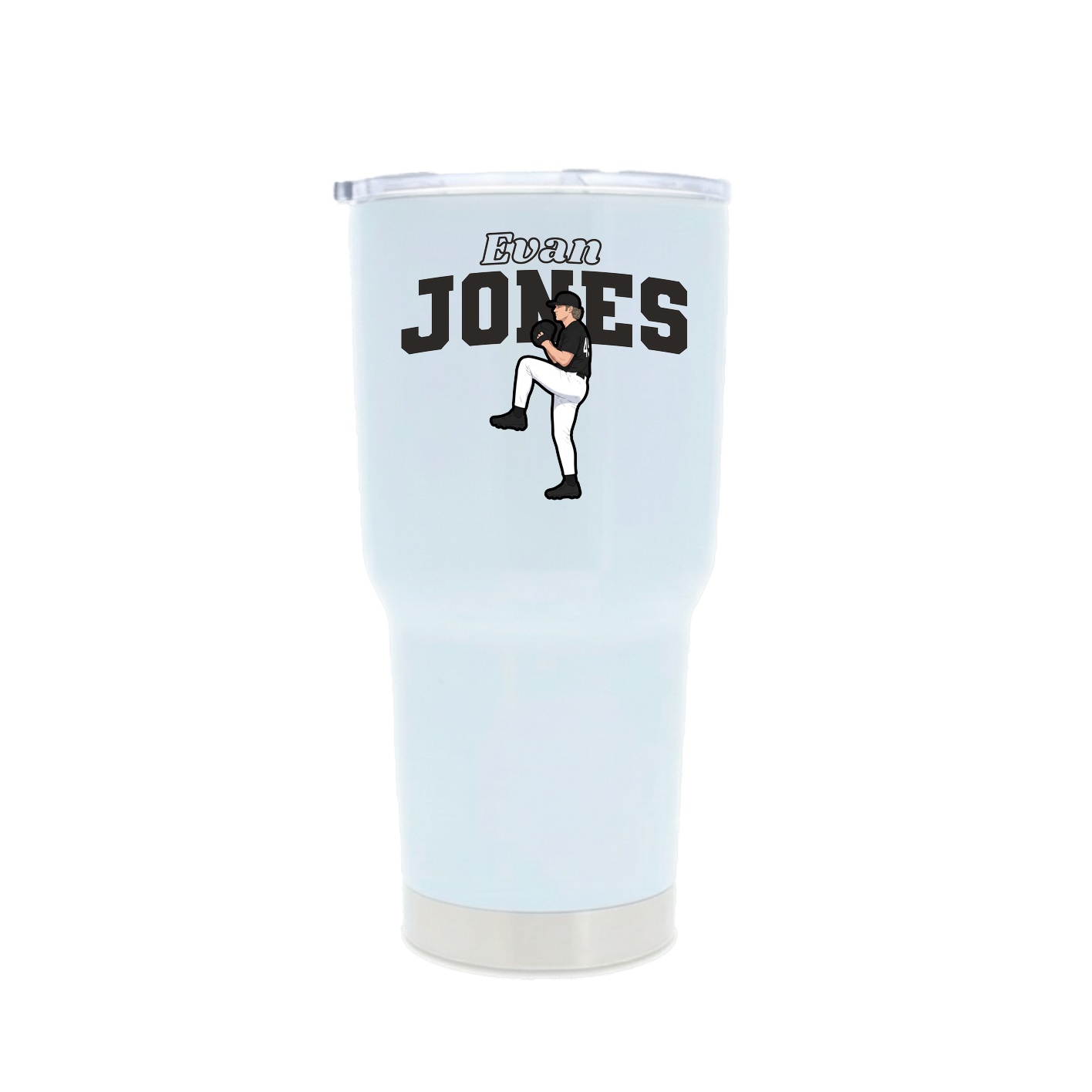 30oz Stainless Steel Tumbler — Name Arch in White