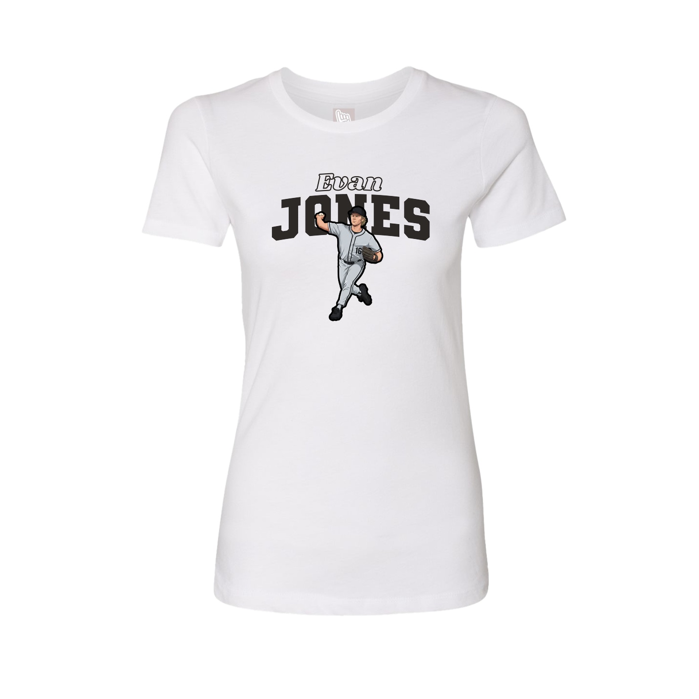 Fitted Women's Tee — Name Arch in White