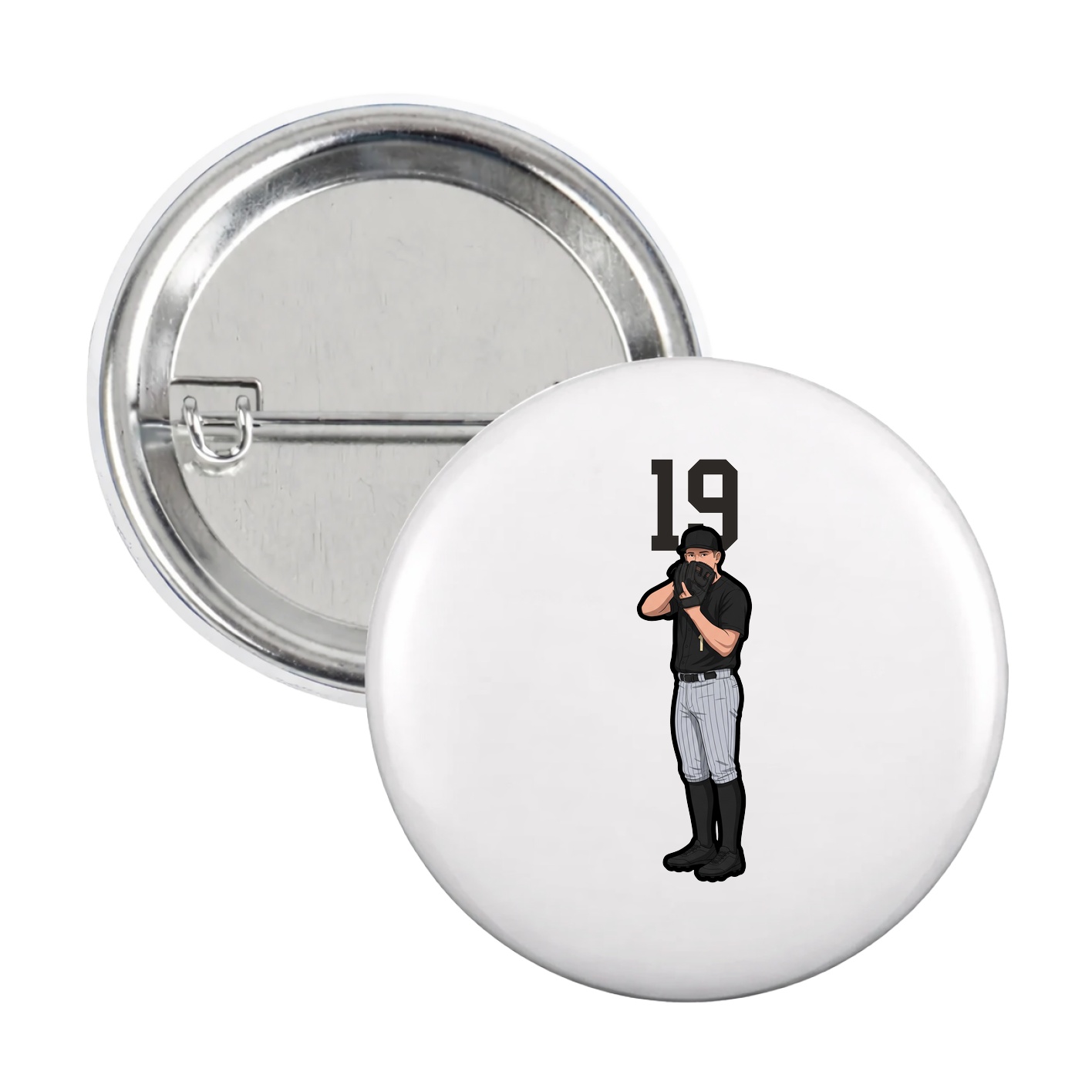Game Day Button — Number Top in White