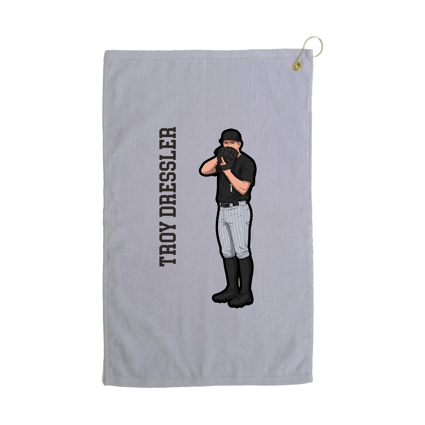 Golf Towel — Name Vertical in Grey