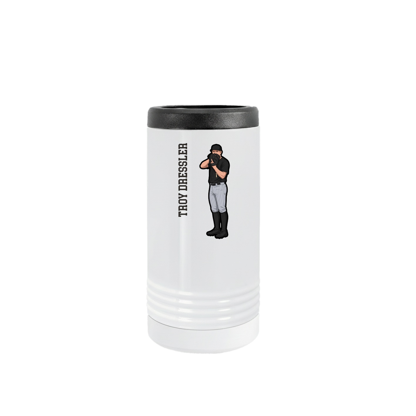 Slim Beverage Holder — Name Vertical in White