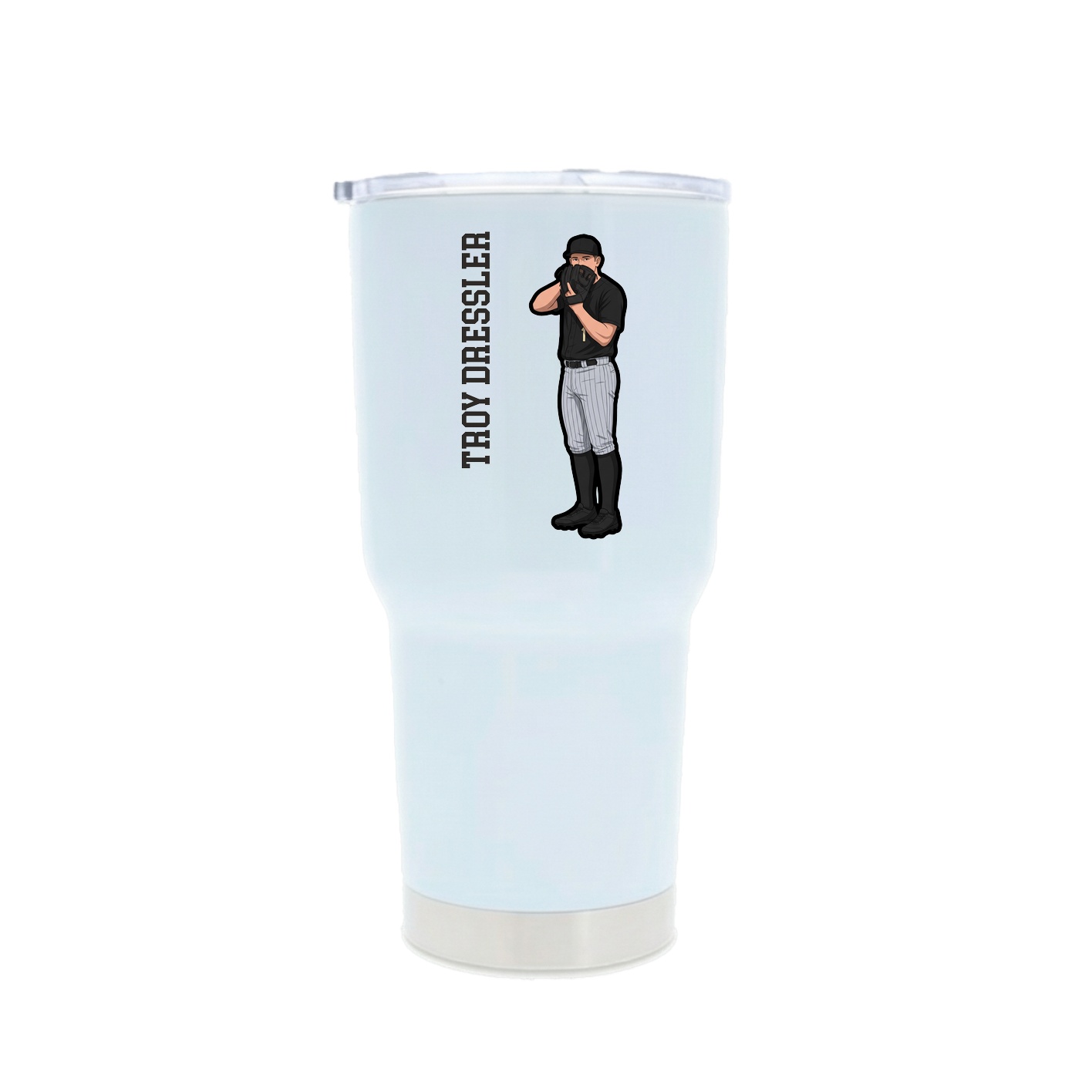 30oz Stainless Steel Tumbler — Name Vertical in White